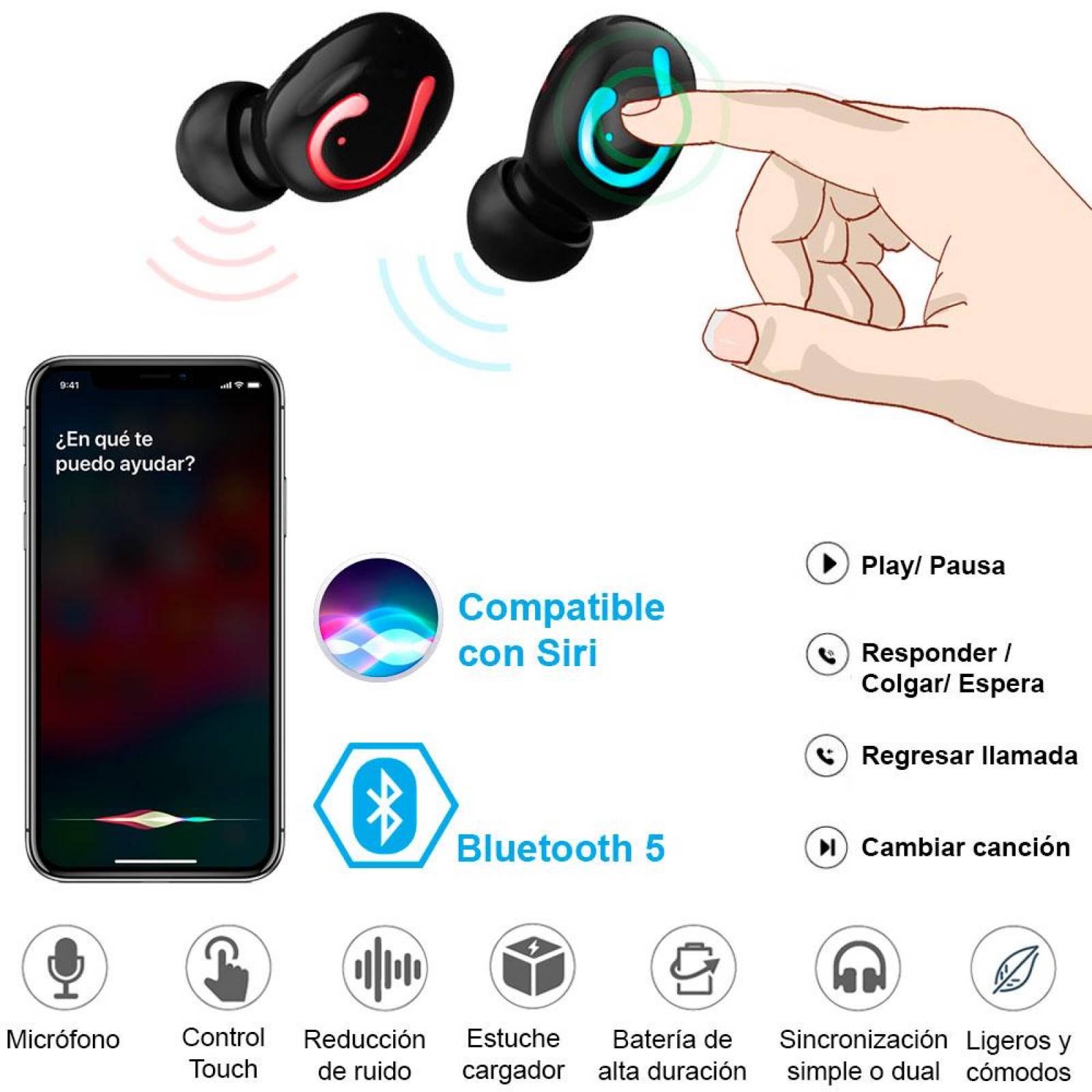 AUDIFONOS VAK Q2 BLUETOOTH POWER BANK MANOS LIBRES TWS .