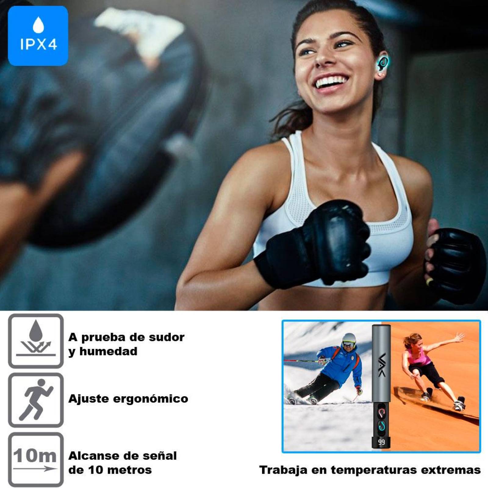AUDIFONOS VAK Q2 BLUETOOTH POWER BANK MANOS LIBRES TWS .