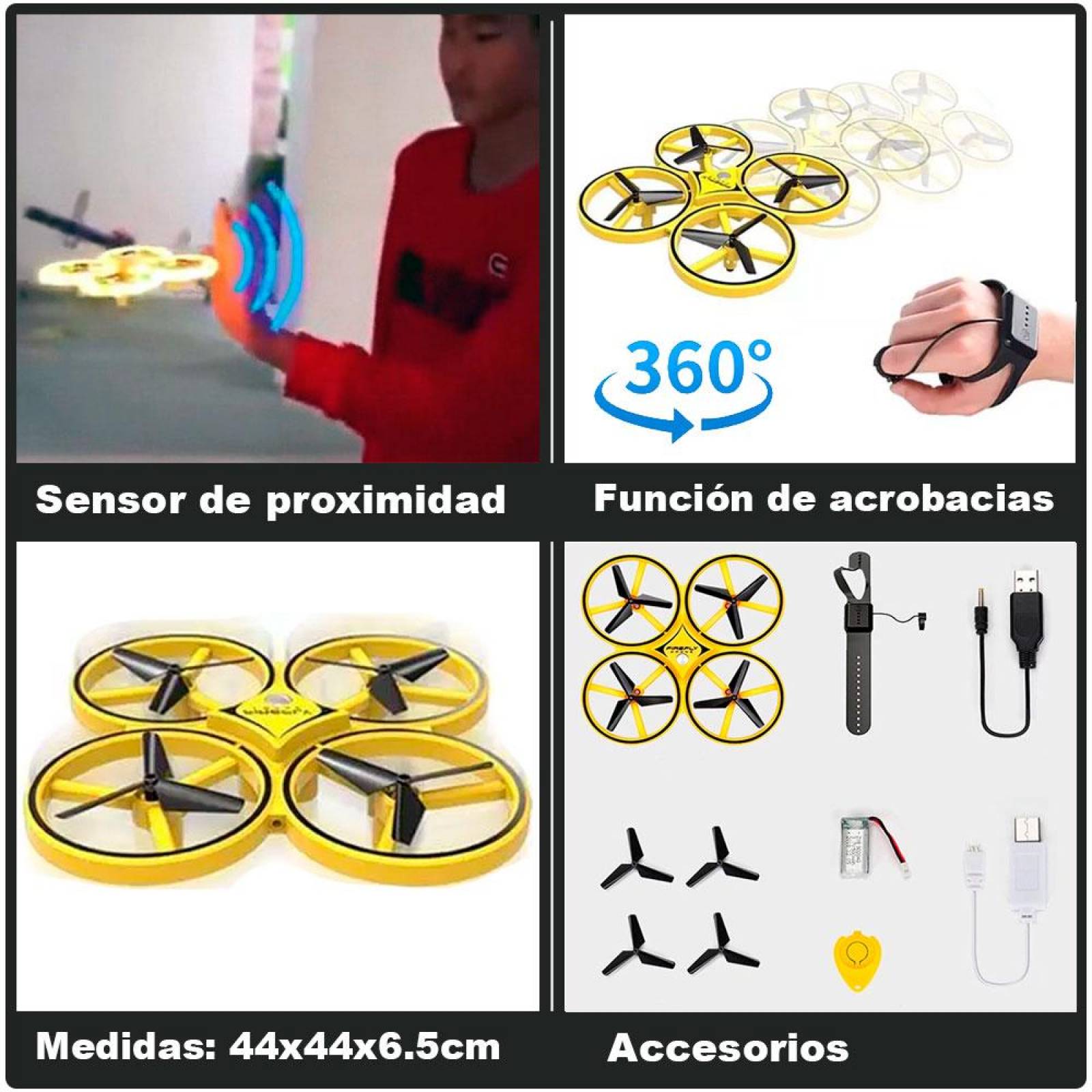 DRONE VAK 1841 CONTROL POR MANO ELUDE OBSTACULOS ACROBACIAS 