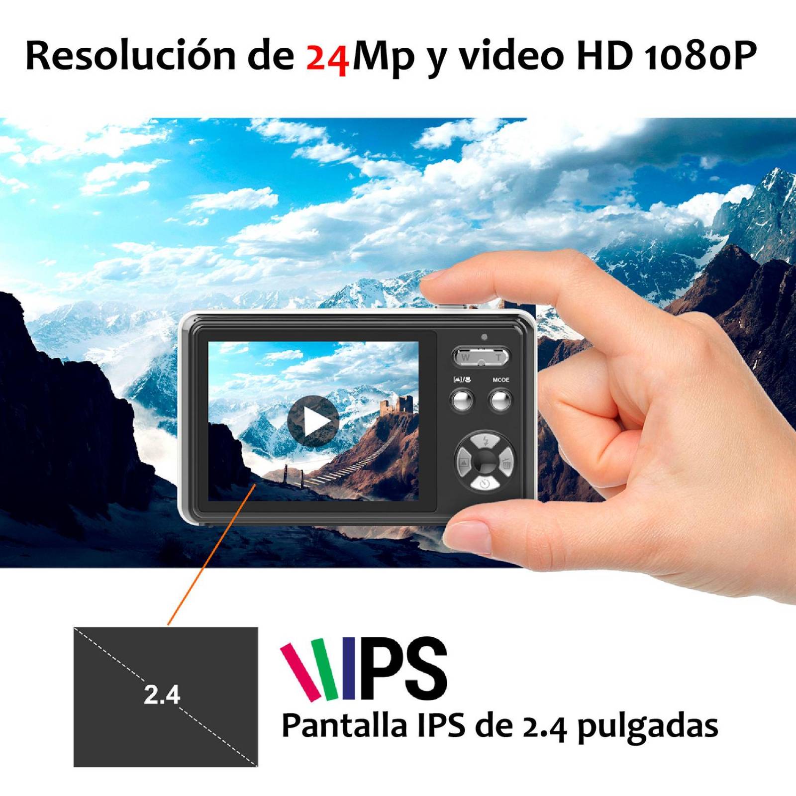 Camara digital VAK VD-AF 24Mp video 1080p Pantalla IPS 32GB .