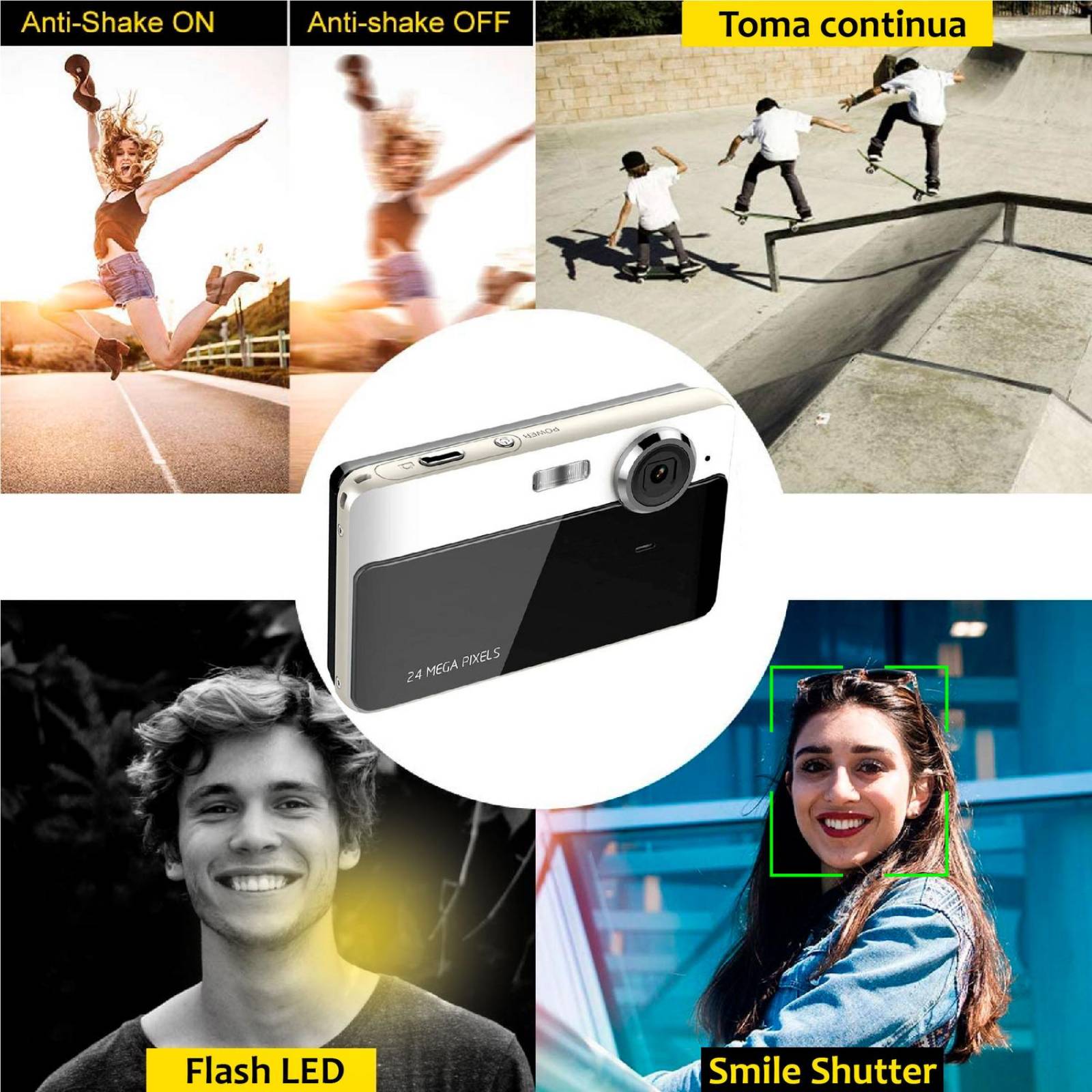 Camara digital VAK VD-AF 24Mp video 1080p Pantalla IPS 32GB .