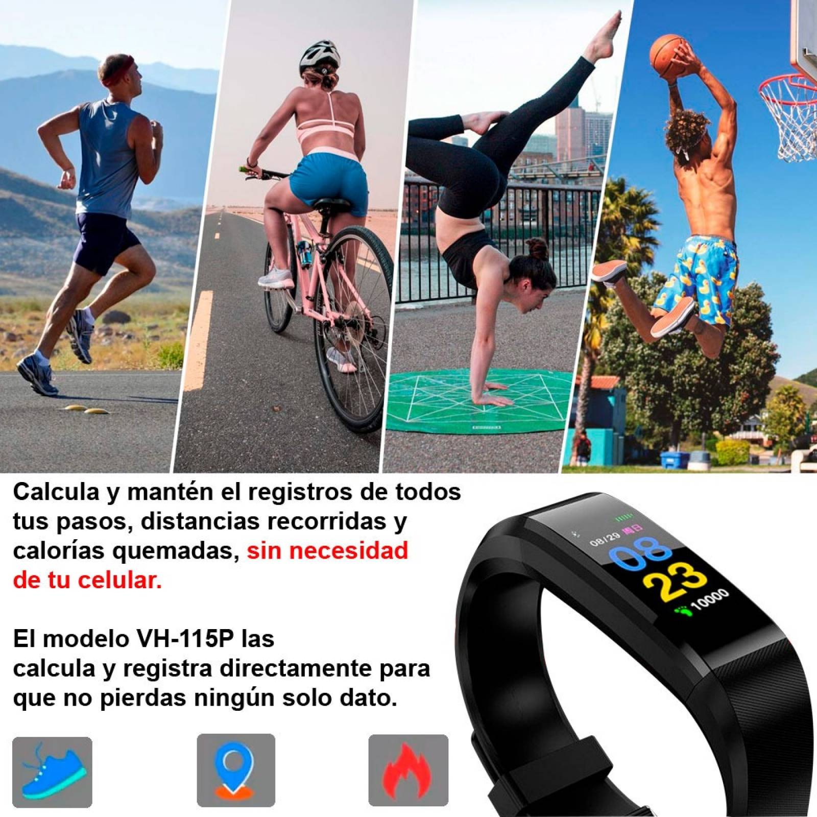 Reloj Smartwatch Vak 115 Podometro Bluetooth Sueño Musica 