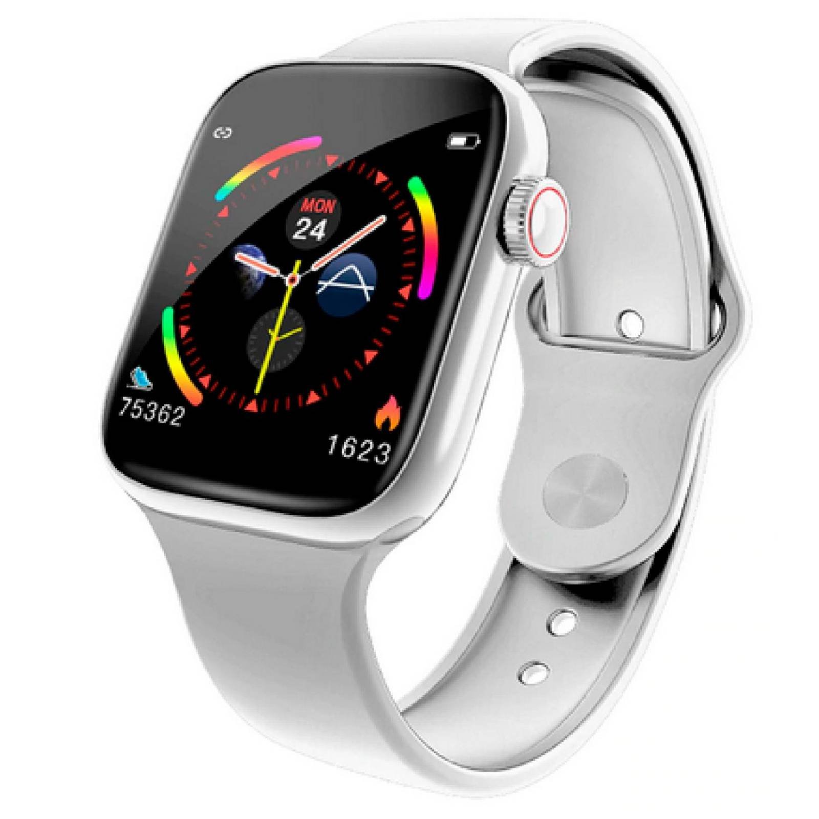 Reloj Smartwatch VAK f9 IP67 Metal Apple Health pasos Calorias Blanco