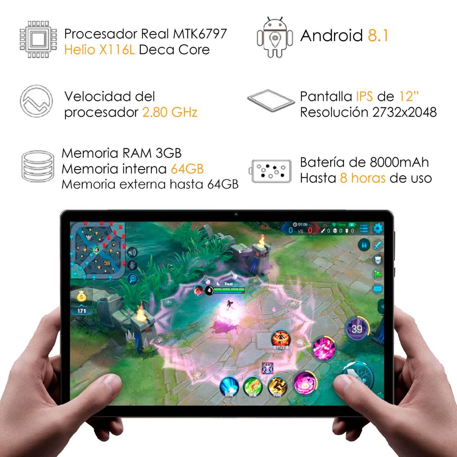 Tablet Vak 102x Deca Core 12' 64gb 2 Sim 4g 3GB RAM ANDROID 