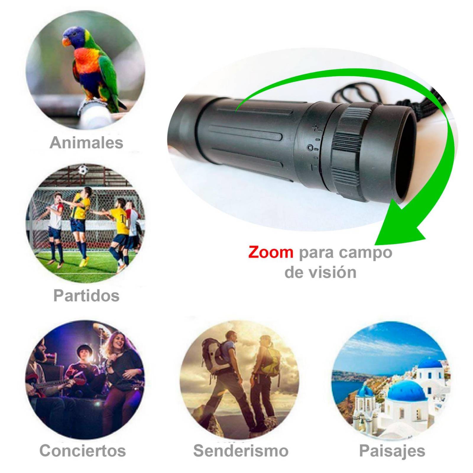 Monocular Vak 10X25 Alcance 6km Zoom Contra Agua Día Y Noche 