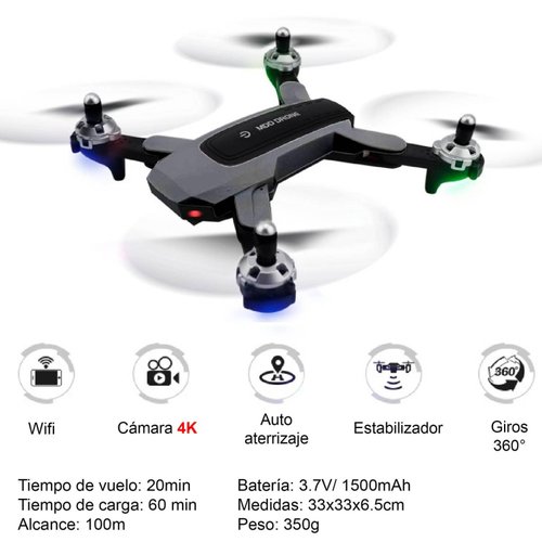 Drone VAK 1811 Camara 4K Wifi control App 4 ejes alcance 100m estabilizador Blanco