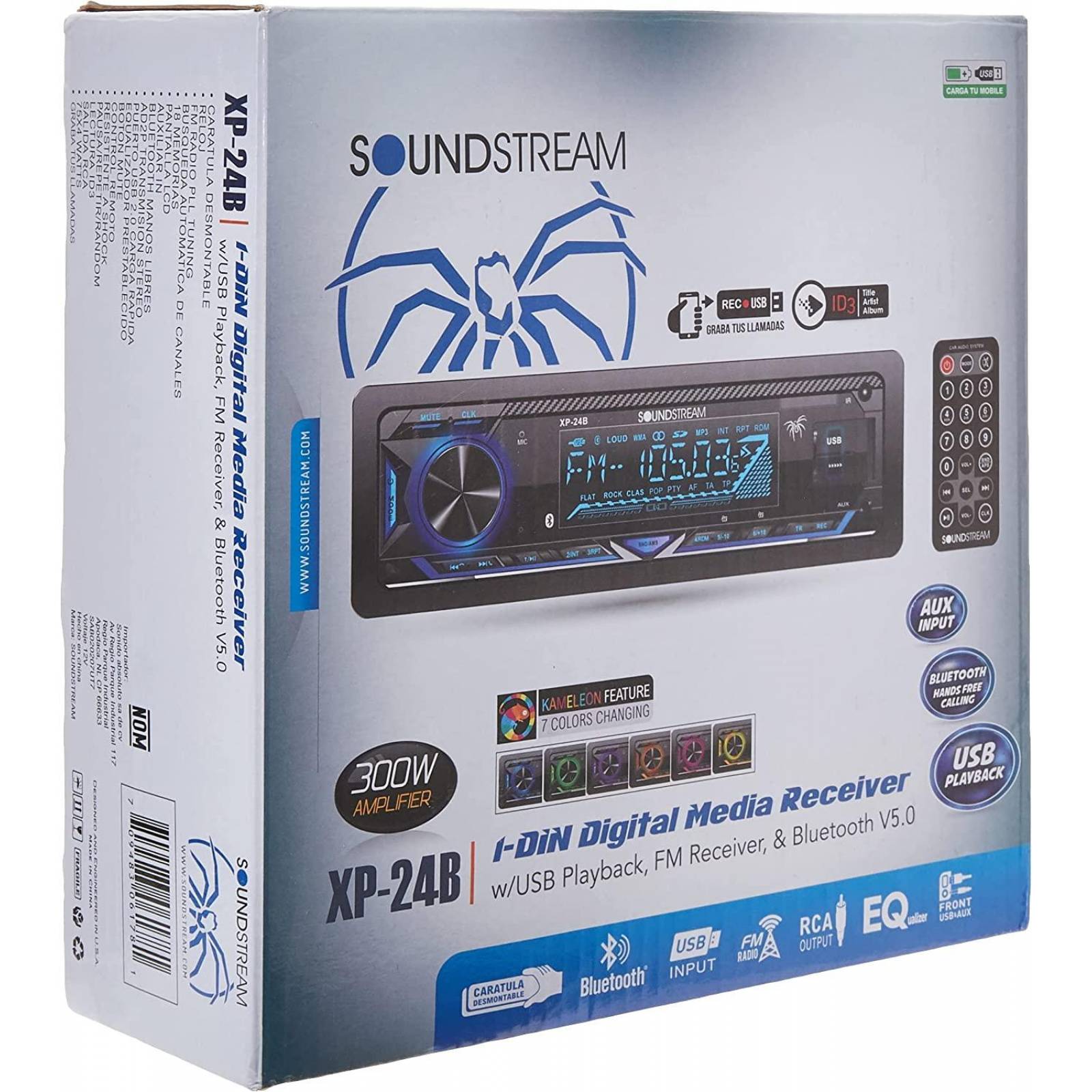 Autoestereo con Bluetooth Soundstream XP-24B entrada USB, SD, MP3, Camaleon 