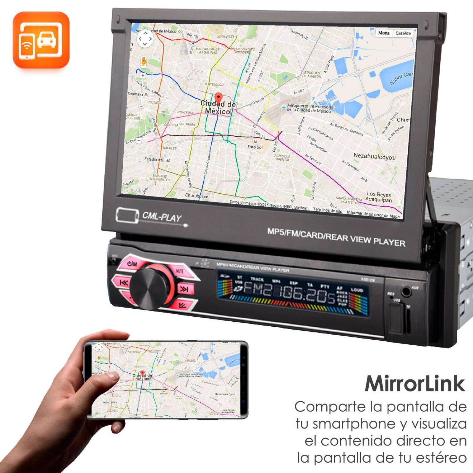 Autoestereo Vak 1703 Motorizado 7 mp5 Bluetooth Usb Mirrorlink SD .