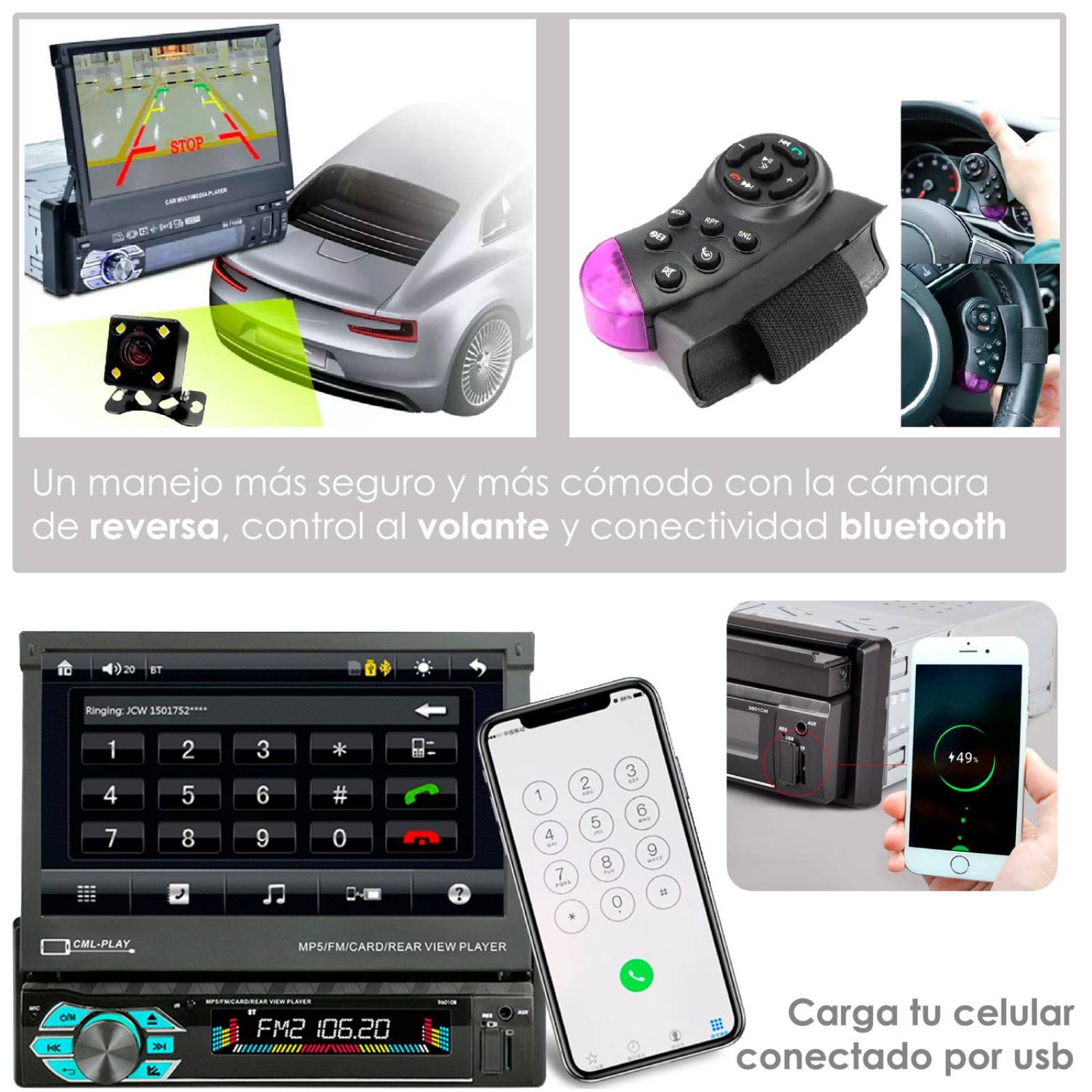 Autoestereo Vak 1703 Motorizado 7 mp5 Bluetooth Usb Mirrorlink SD .