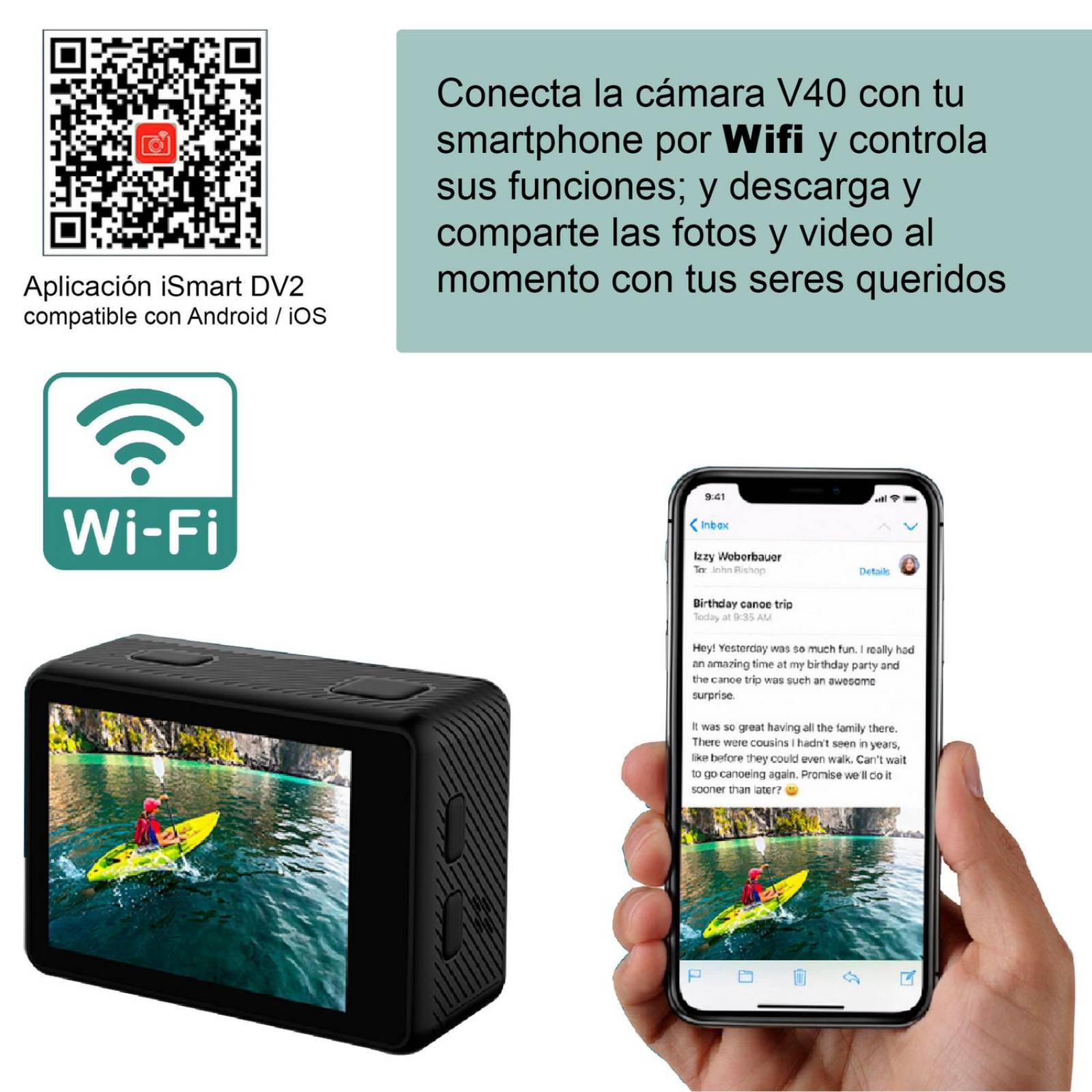 CAMARA DIGITAL DEPORTIVA V40 DOBLE PANTALLA MICROFONO 5K WIFI c AGUA 
