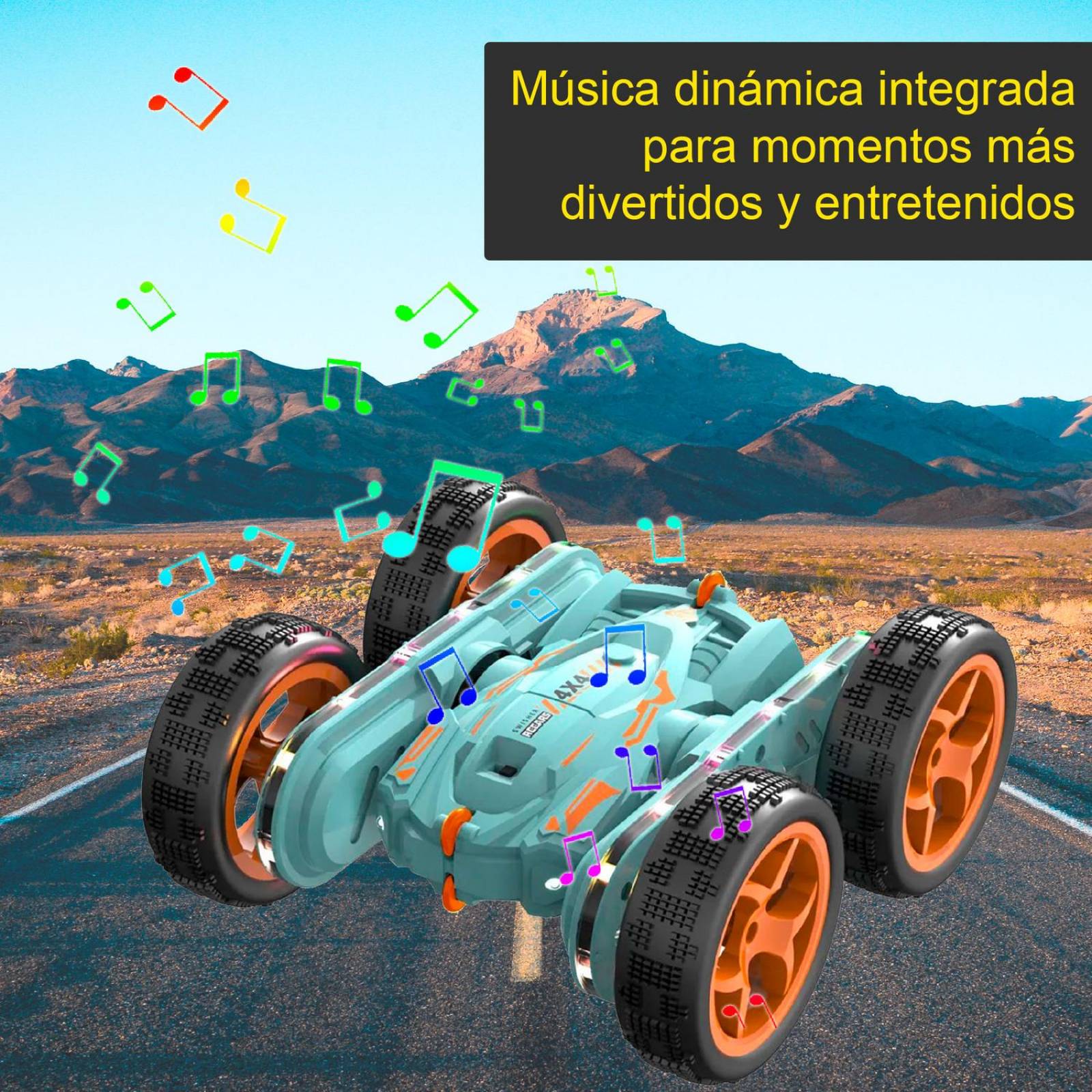 Carro eléctrico Vak 1842 doble lado Todo Terreno luces trucos control Azul