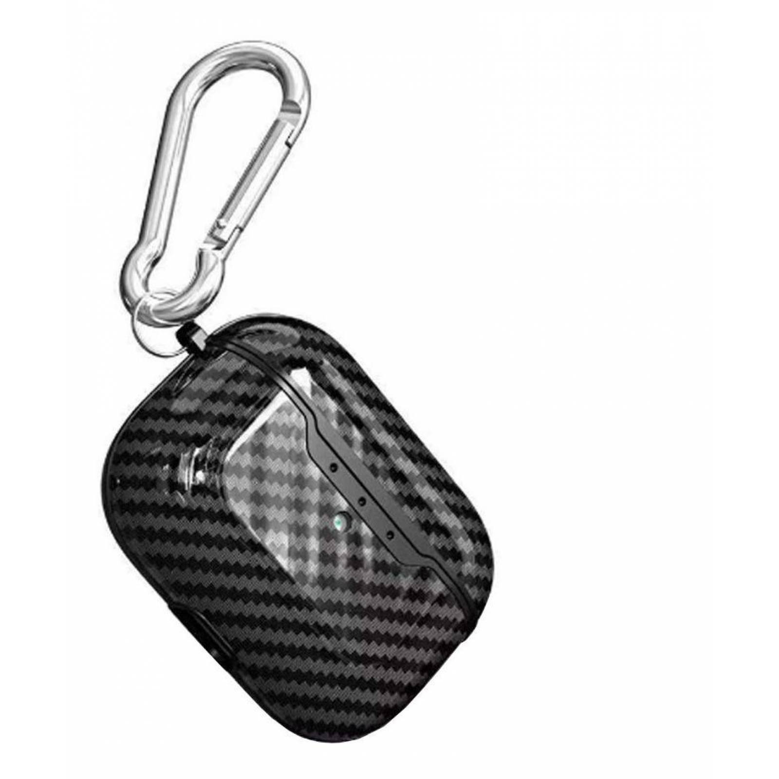 Funda Tpu Para Airpods Pro Gadget Collection Mx Con Gancho Acabado Fibra Carbono Negro