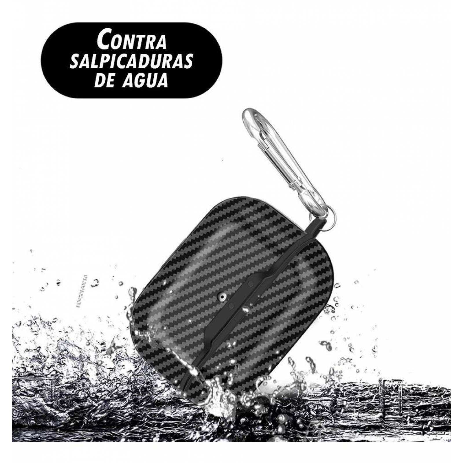 Funda TPU para AirPods Pro Gadget Collection Mx con Gancho Acabado Fibra Carbono Negro