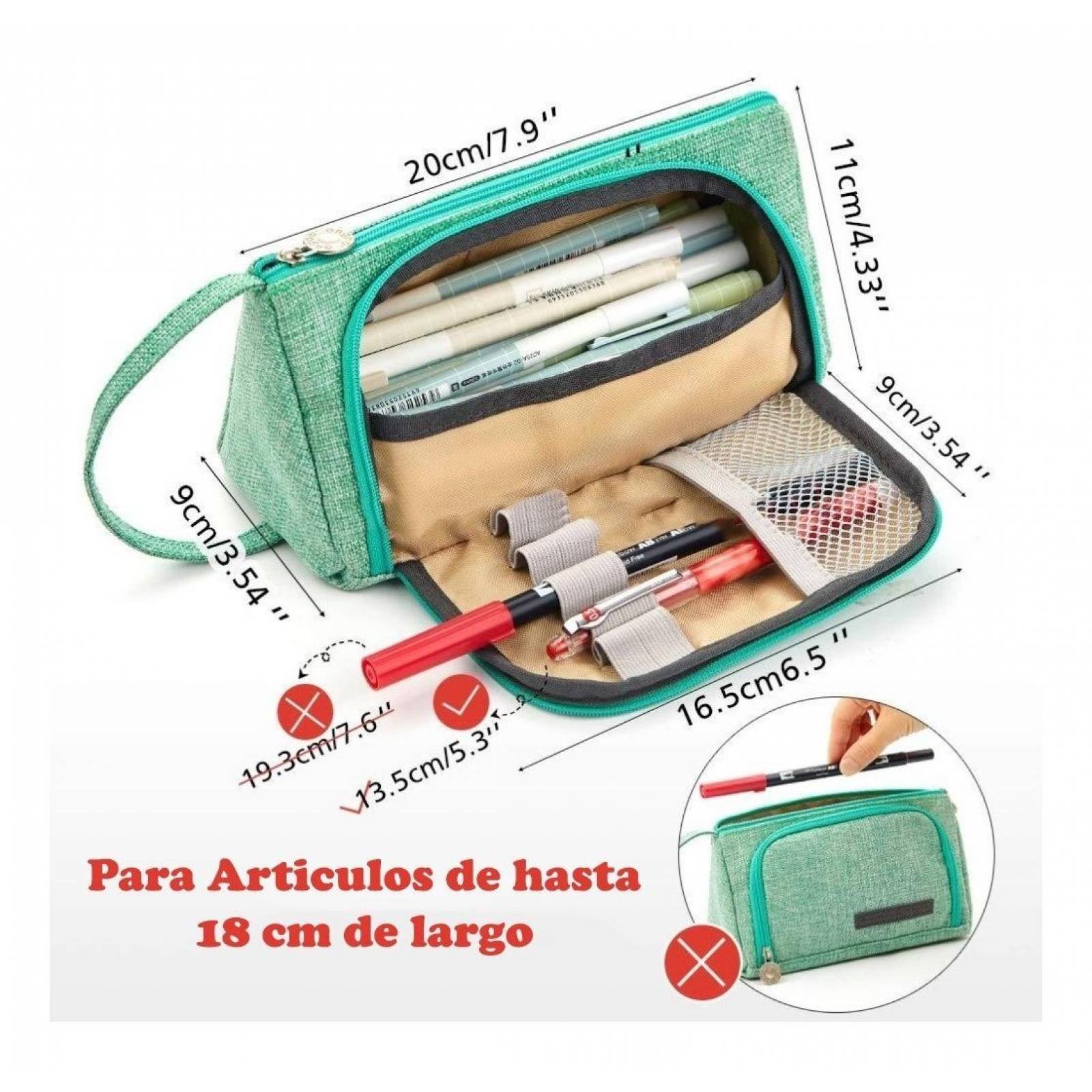 Lapicera Cosmetiquera Organizadora Gadget Collection Mx Verde