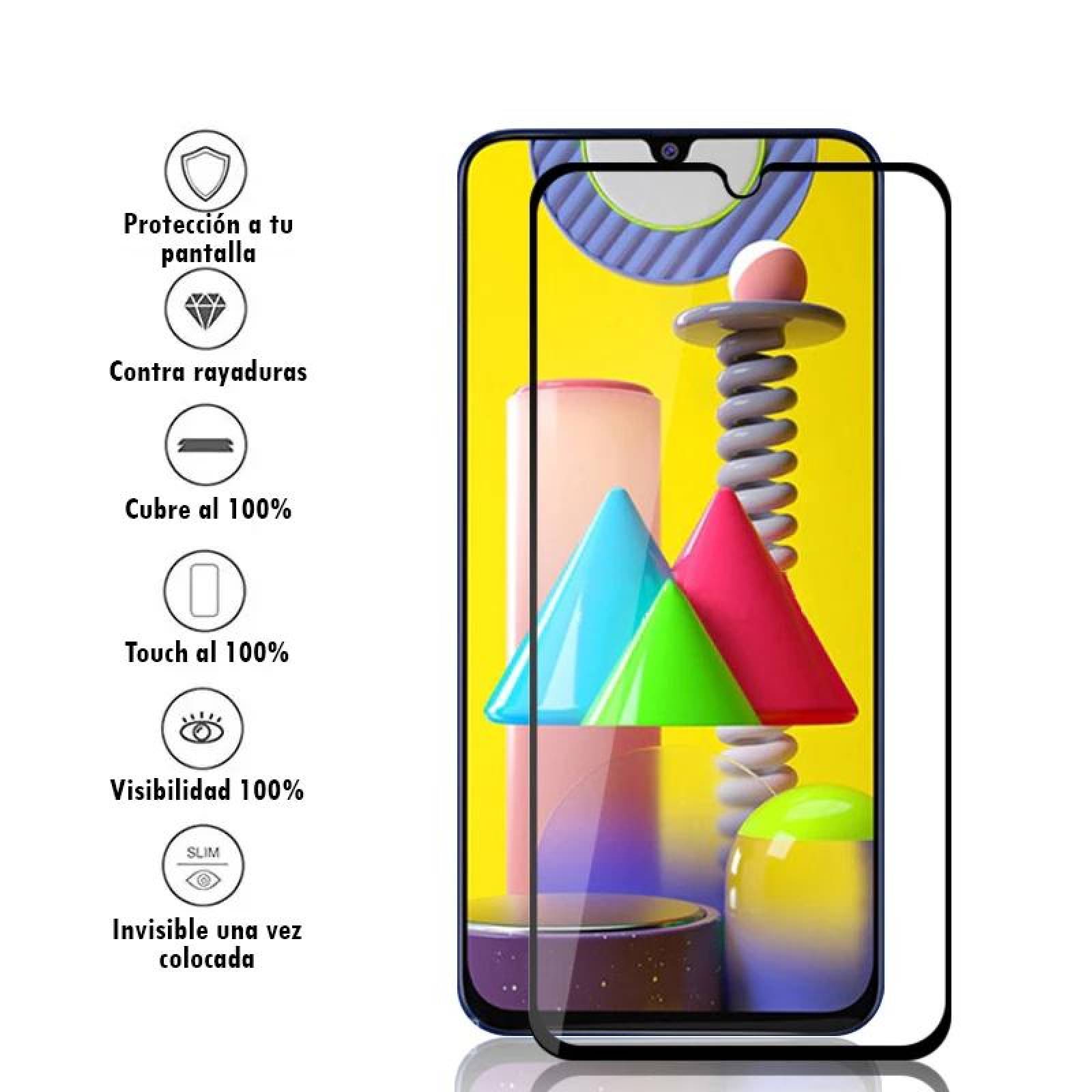 Mica de Cristal Templado 9D Borde Negro Para Samsung M31