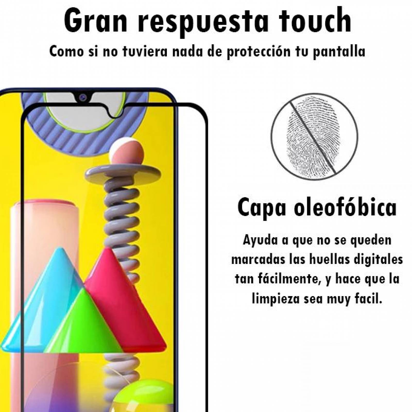 Mica de Cristal Templado 9D Borde Negro Para Samsung M31