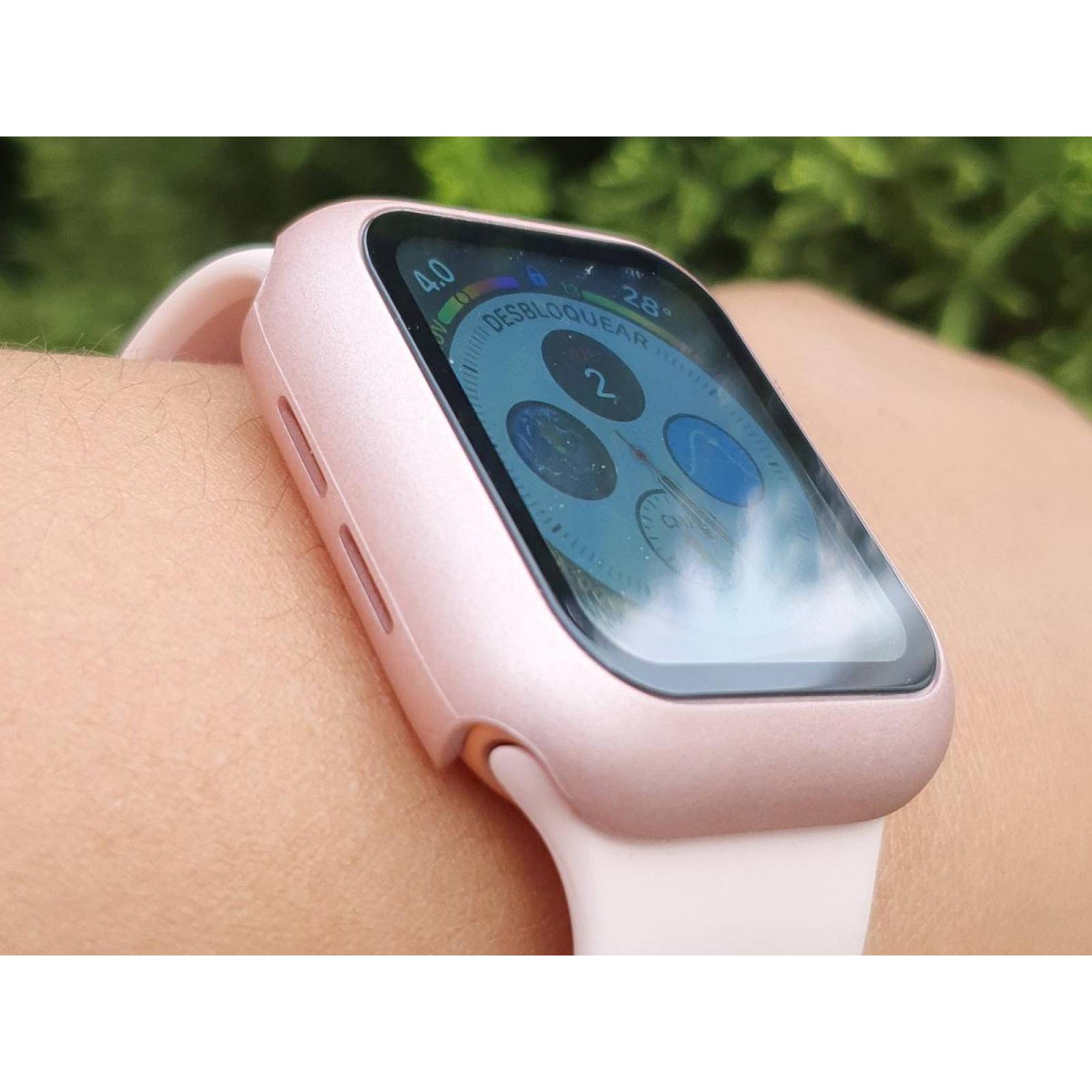 Funda con cristal templado para Apple Watch 38MM ROSA GOLD