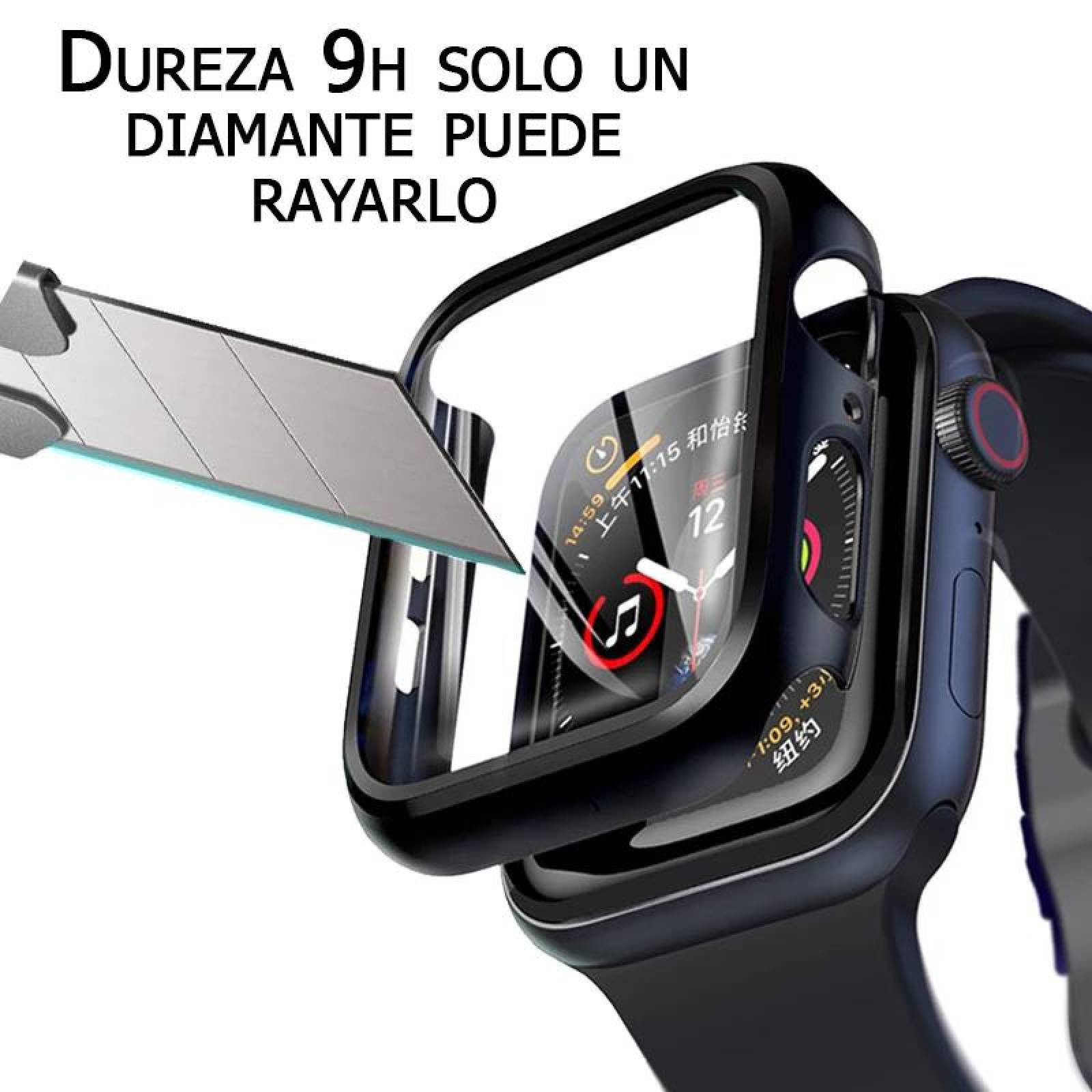 Funda con cristal templado para Apple Watch 38MM PLATA