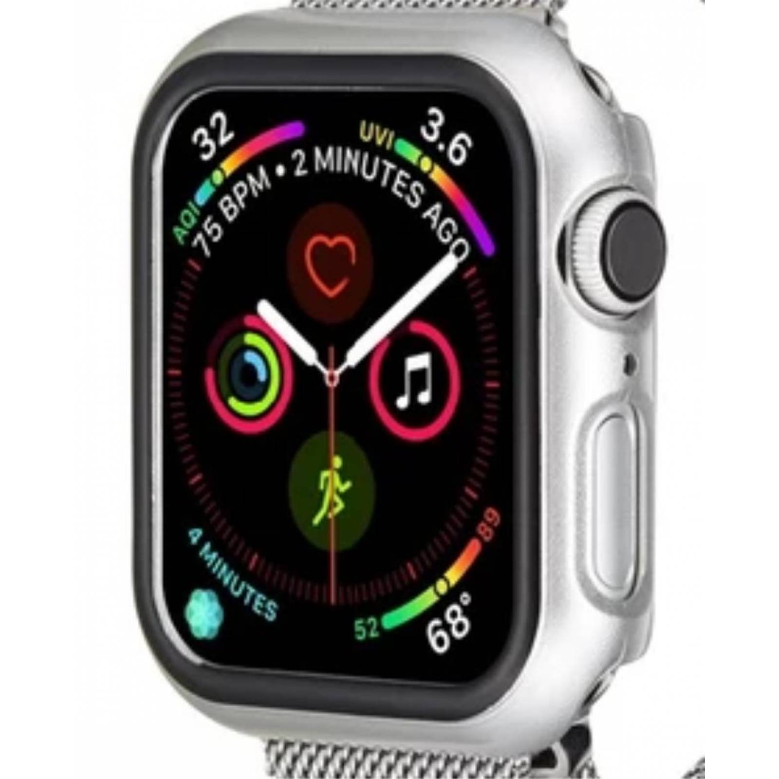 Funda con cristal templado para Apple Watch 42MM PLATA