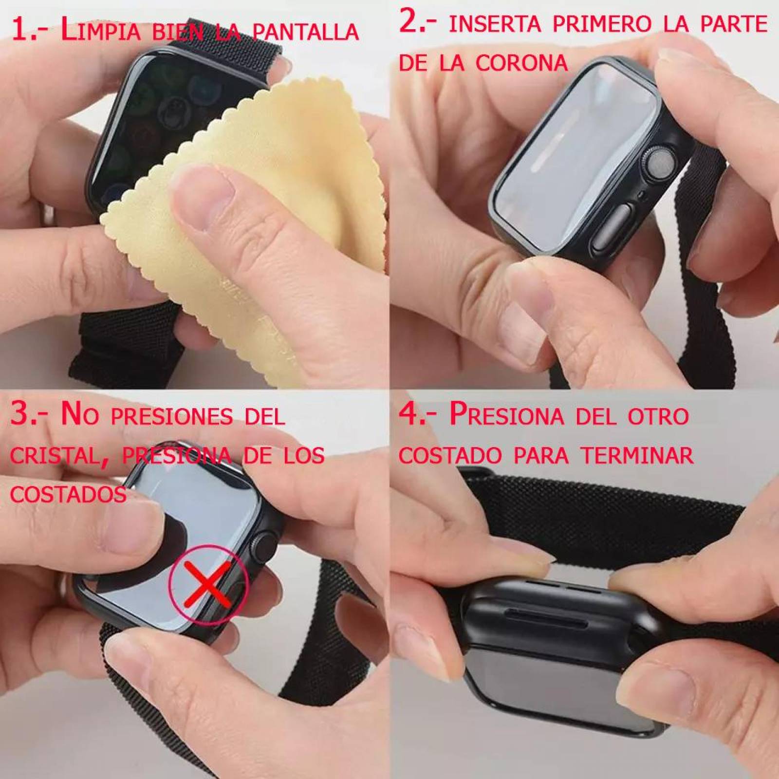 Funda con cristal templado para Apple Watch 42MM PLATA