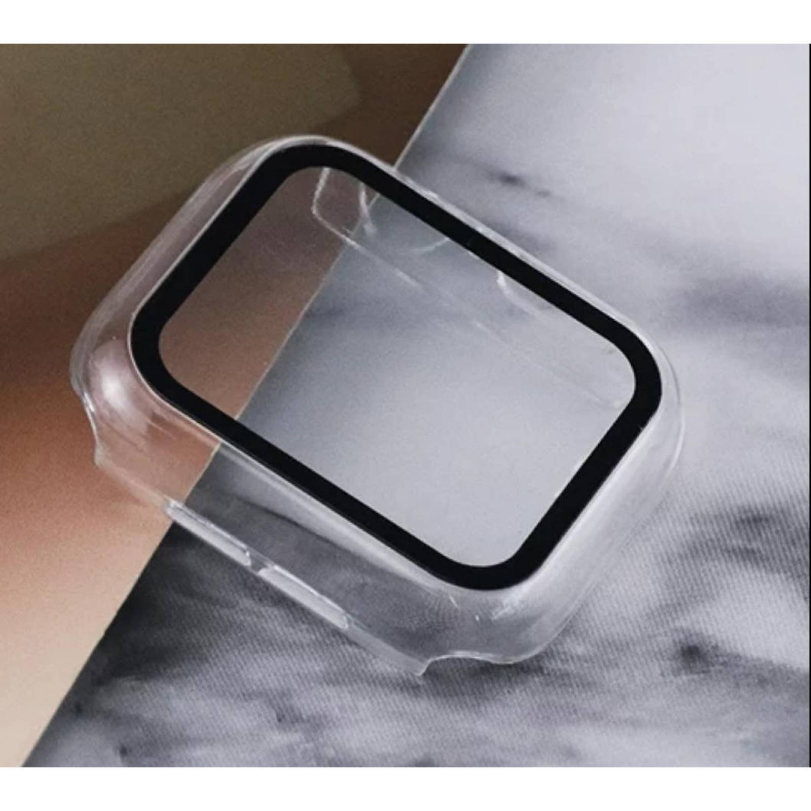Funda con cristal templado para Apple Watch 42MM TRANSPARENTE