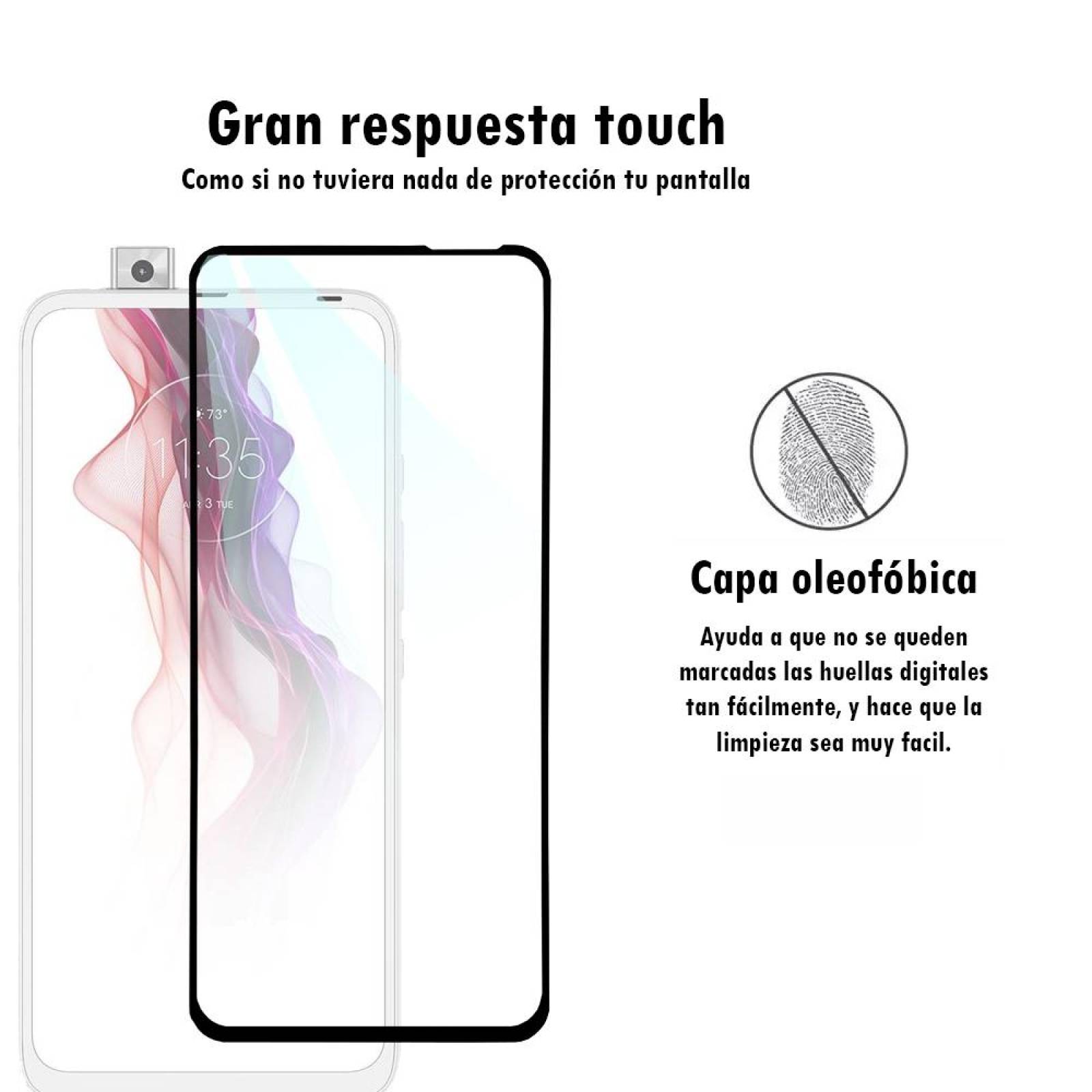 Mica de Cristal Templado 9D para Motorola One One Fusion +