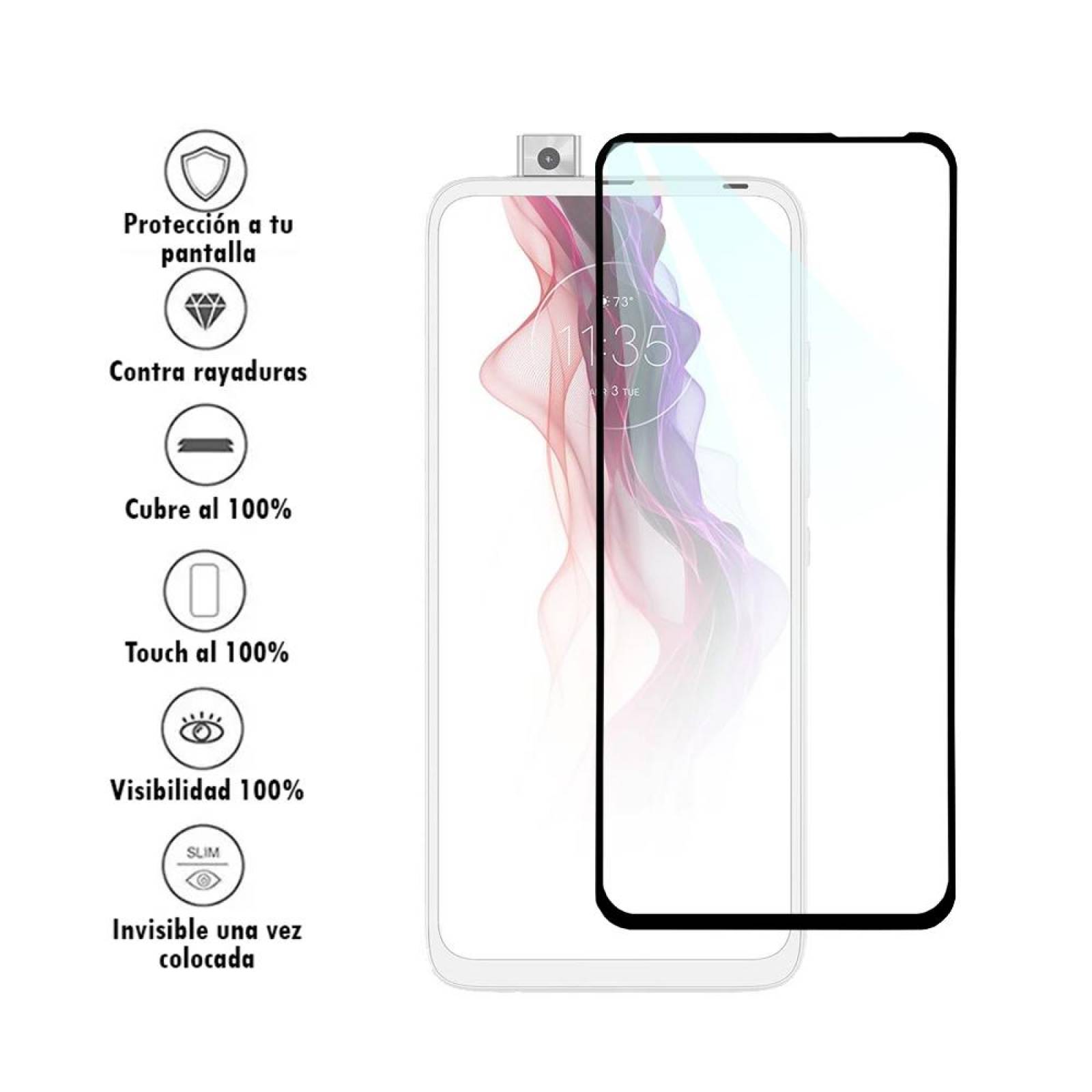 Mica de Cristal Templado 9D para Motorola One One Fusion +