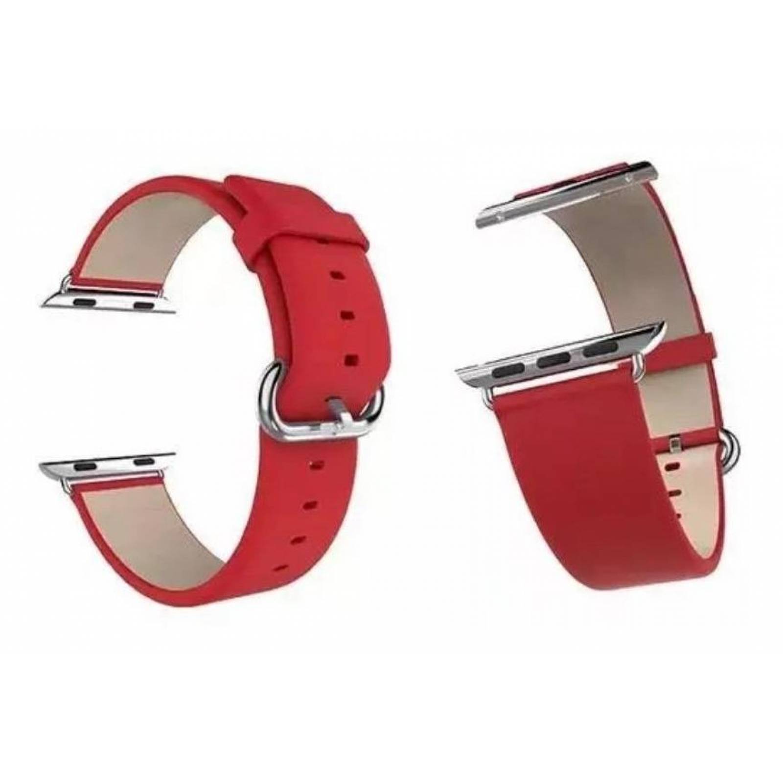 Correa De Piel Con Hebilla Para Apple Watch 42 y 44 mm Rojo
