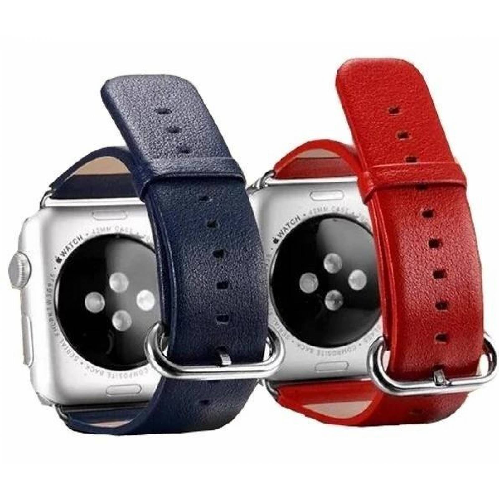 Correa De Piel Con Hebilla Para Apple Watch 42 y 44 mm Rojo
