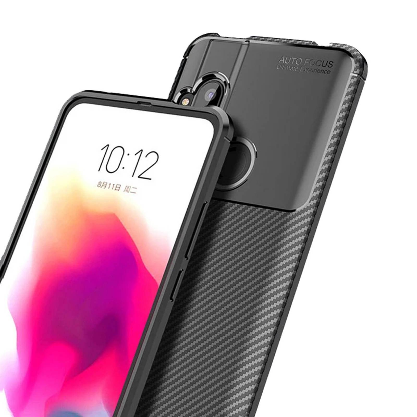 Funda Acabado Tipo Fibra de Carbono para Motorola One Hyper 