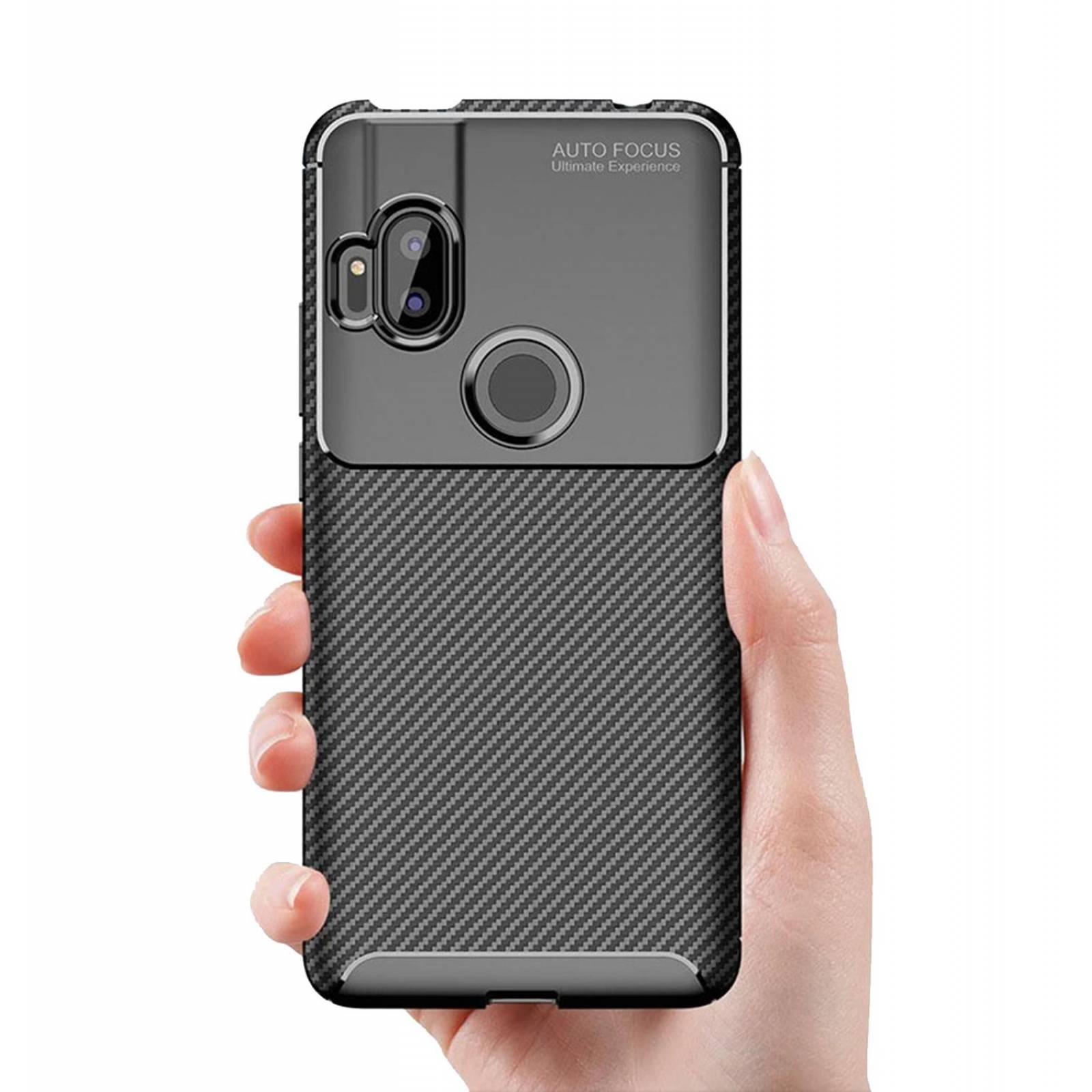 Funda Acabado Tipo Fibra de Carbono para Motorola One Hyper 