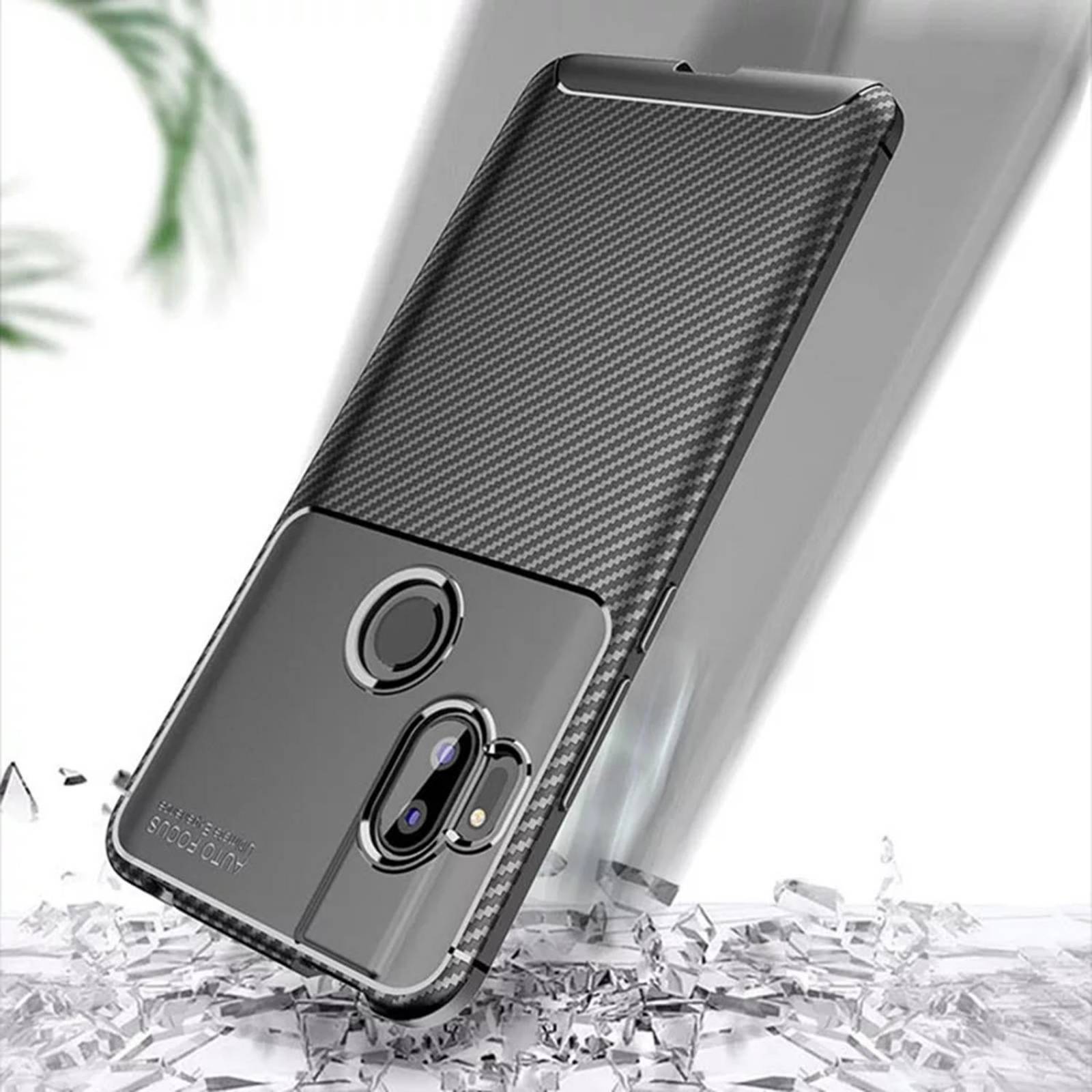 Funda Acabado Tipo Fibra de Carbono para Motorola One Hyper 