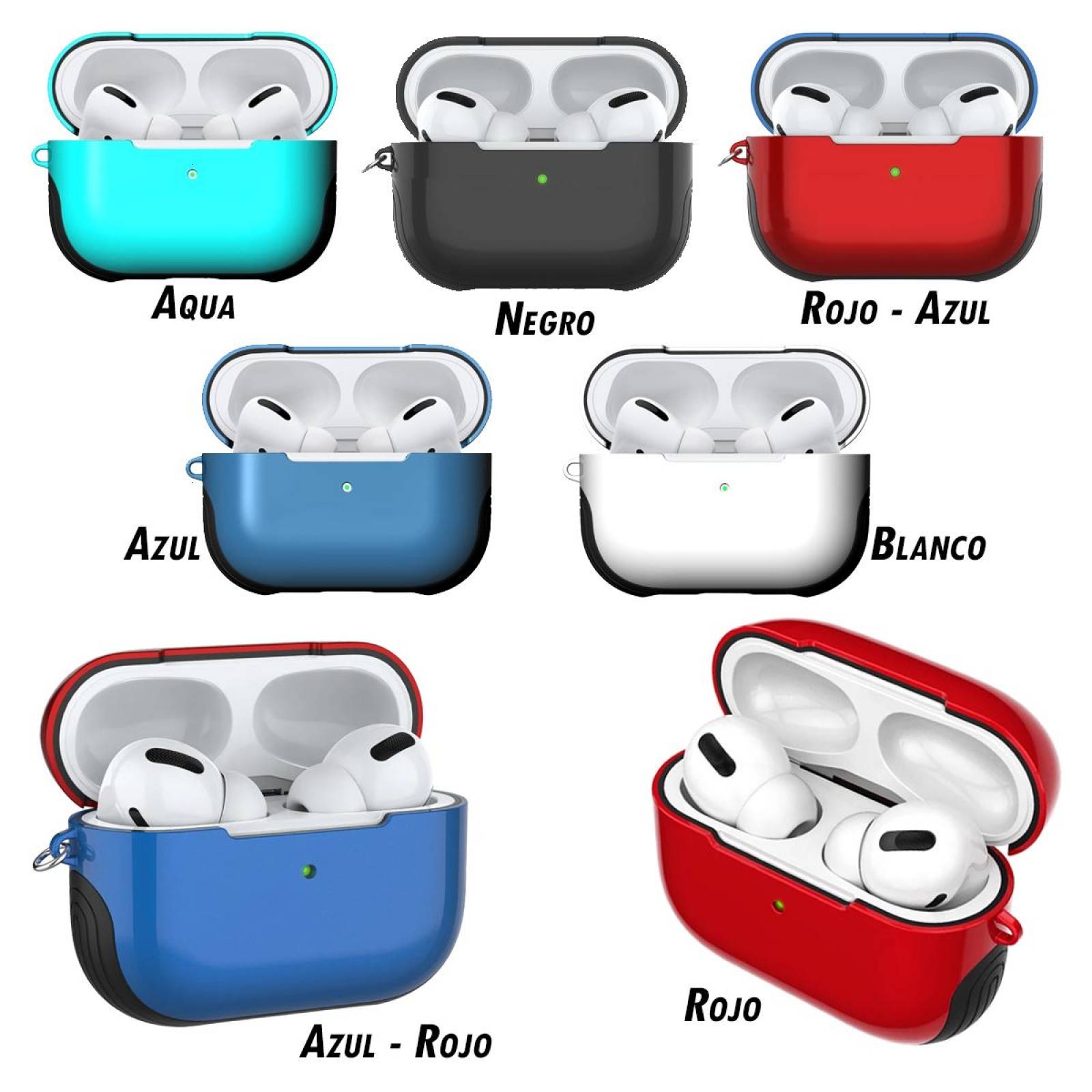 Funda Alto Brillo Y Kit Accesorios Para AirPods Pro 9 Piezas Negro