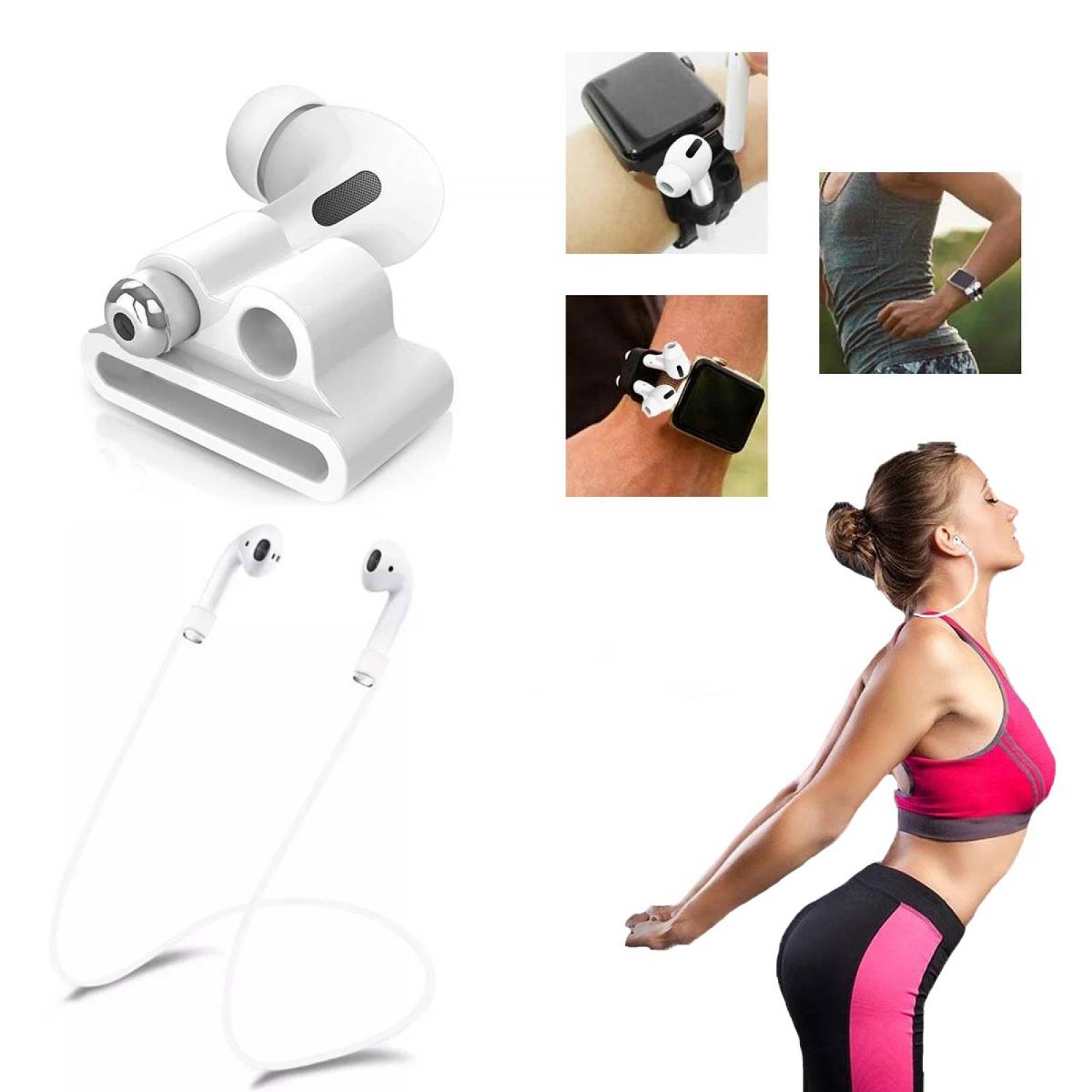 Funda Alto Brillo Y Kit Accesorios Para AirPods Pro 9 Piezas Negro