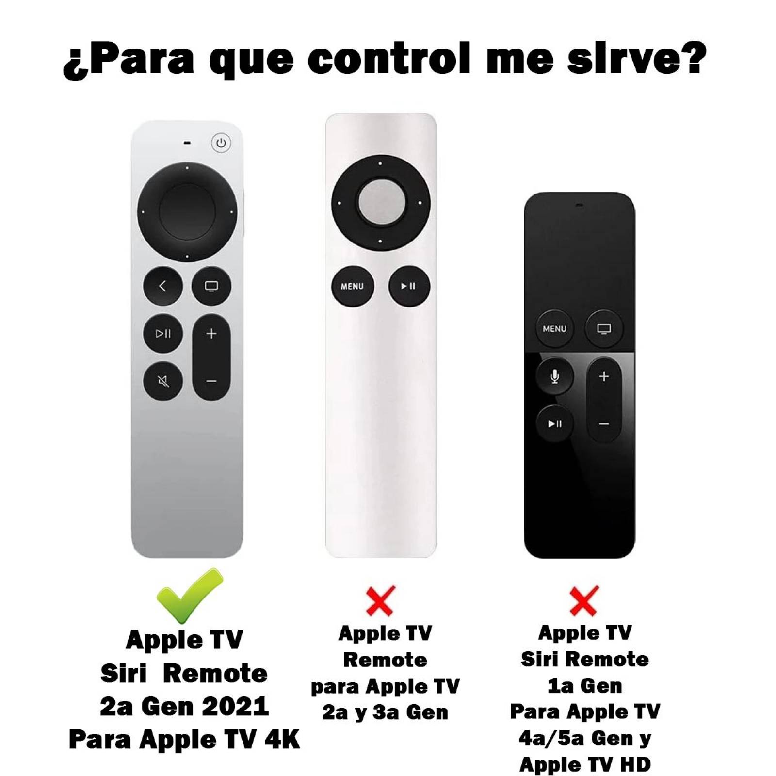 Funda para control Siri Remote 2 Gen 2021 de Apple Tv 4k Blanco