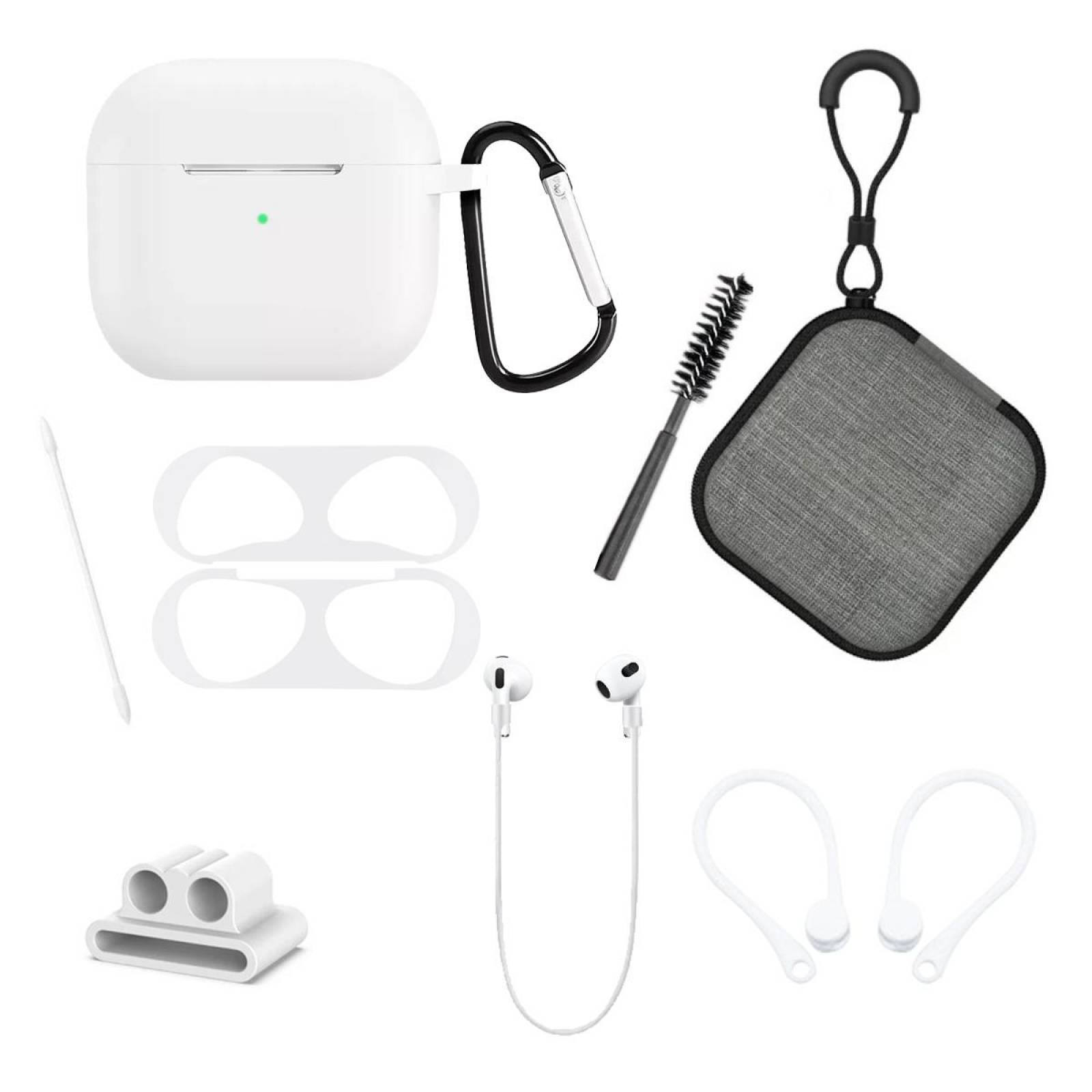 Funda y kit de accesorios 9 en 1 para Airpods 3 Blanco
