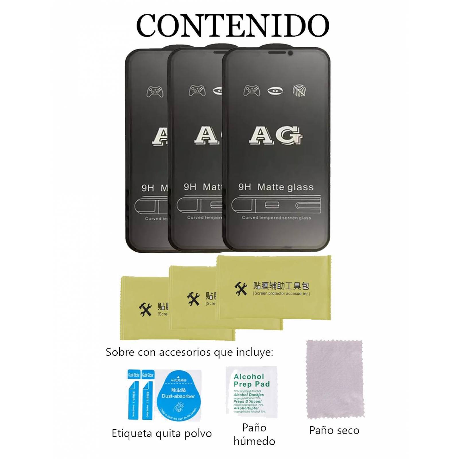3 Piezas Mica de Cristal Templado Mate para Iphone 11 Pro