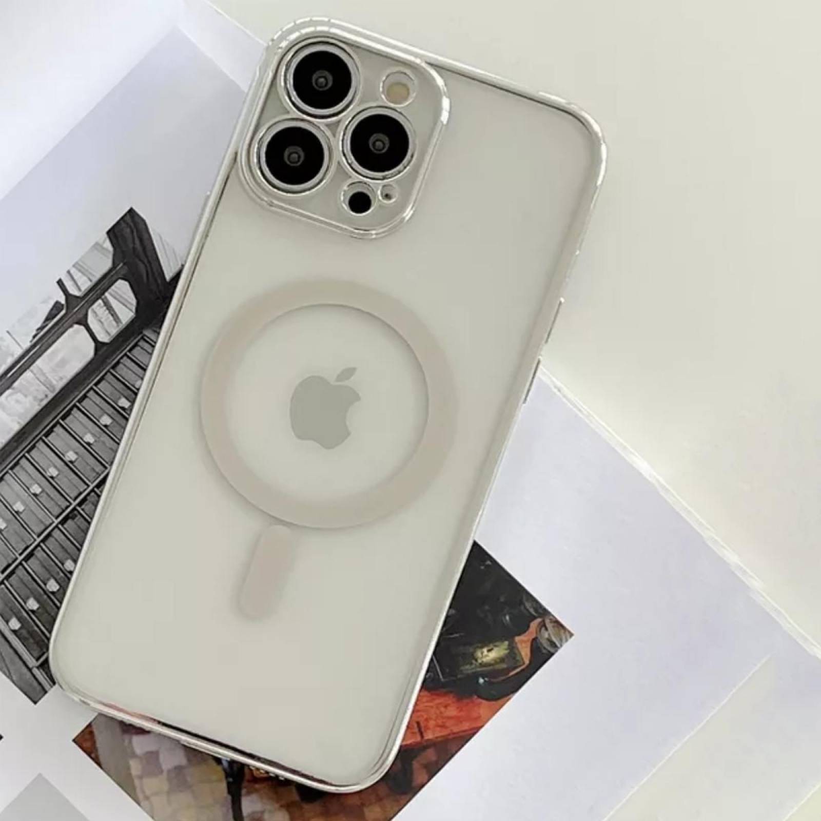 Funda Magsafe con Protector de Cámara para Iphone 13 Pro Max Plateado