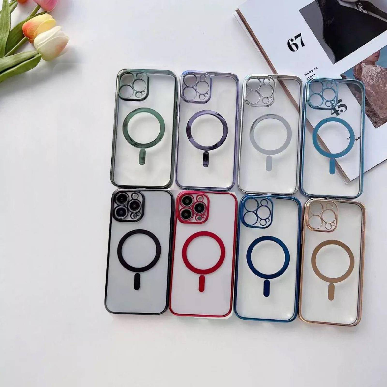 Funda Magsafe con Protector de Cámara para Iphone 13 Pro Max Lila