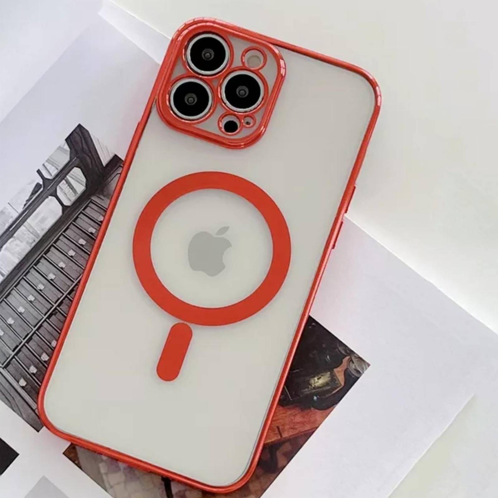 Funda Magsafe con Protector de Cámara para Iphone 13 Rojo