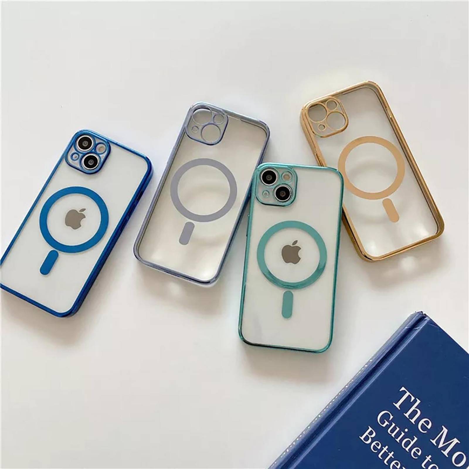 Funda Magsafe con Protector de Cámara para Iphone 13 Azul cielo