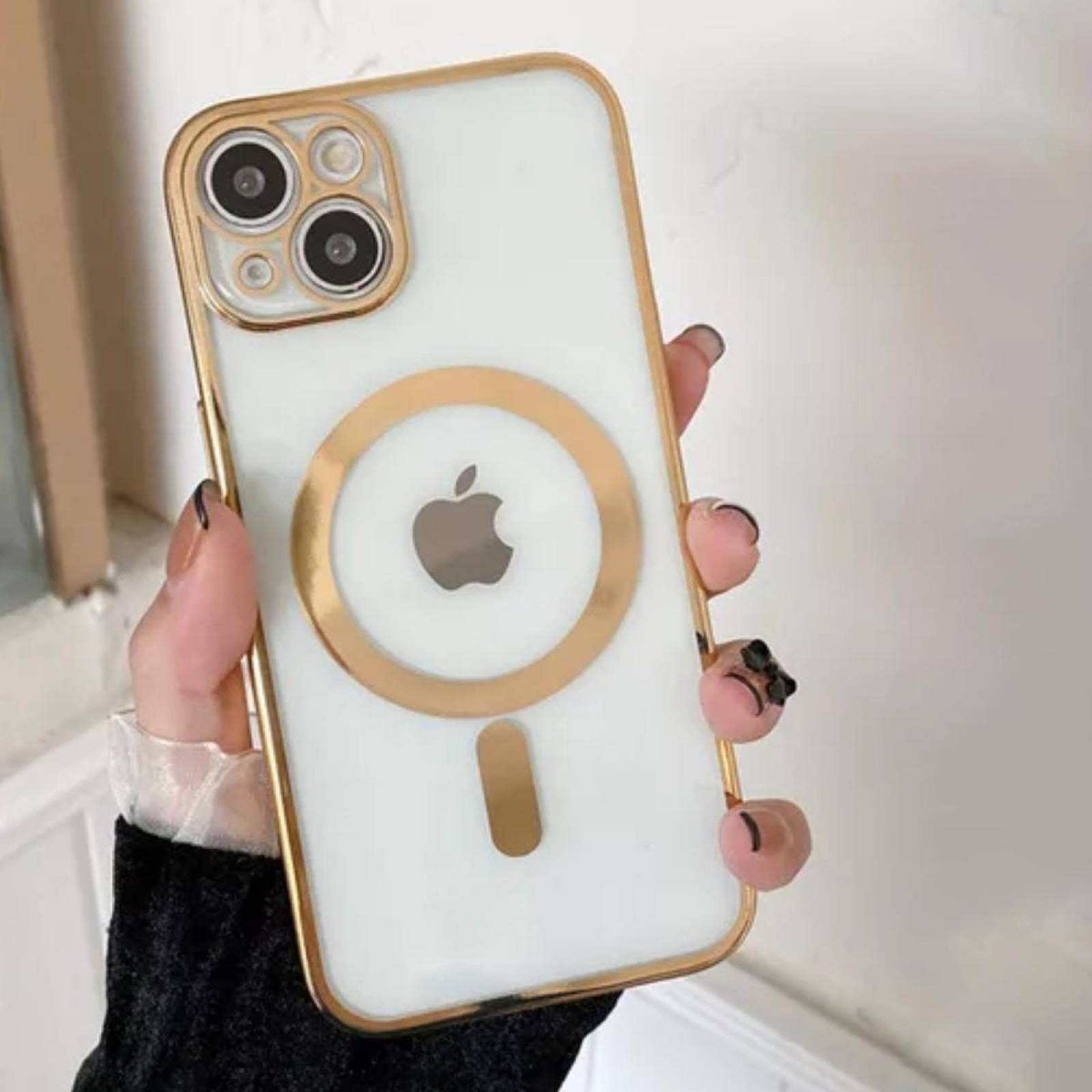 Funda Magsafe con Protector de Cámara para Iphone 13 Dorado