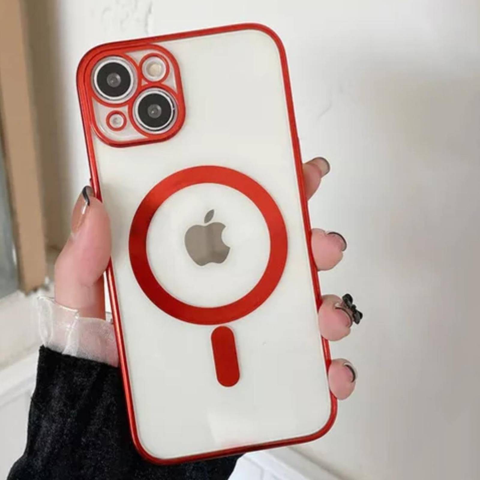 Funda Magsafe con Protector de Cámara para Iphone 13 Mini Rojo