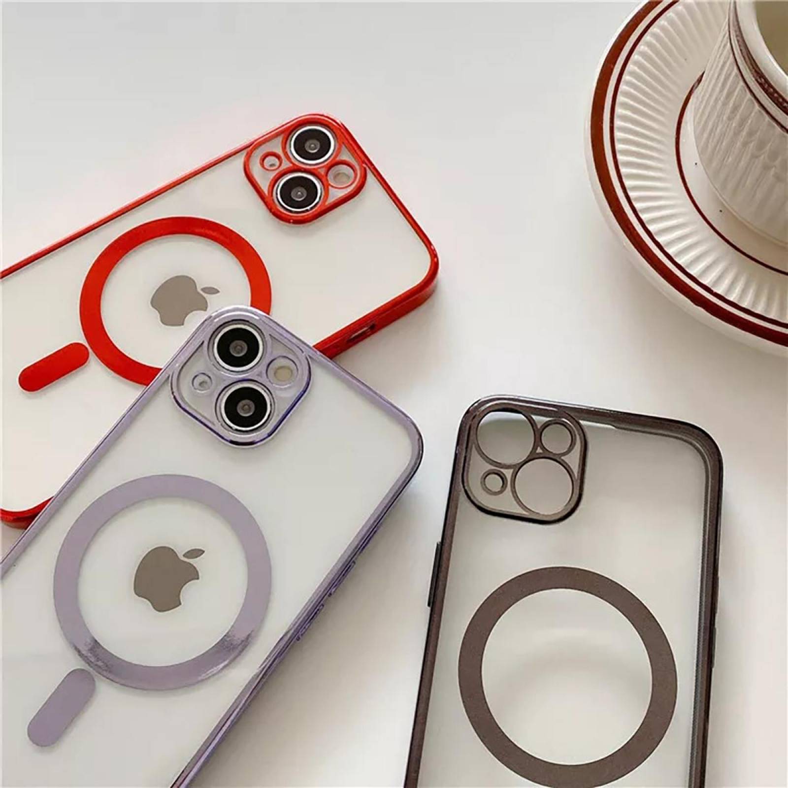 Funda Magsafe con Protector de Cámara para Iphone 13 Mini Plata