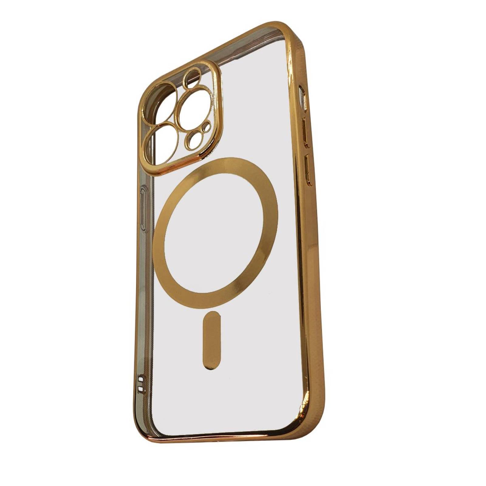 Funda MagSafe transparente y metal iPhone 13 Pro Max (dorado