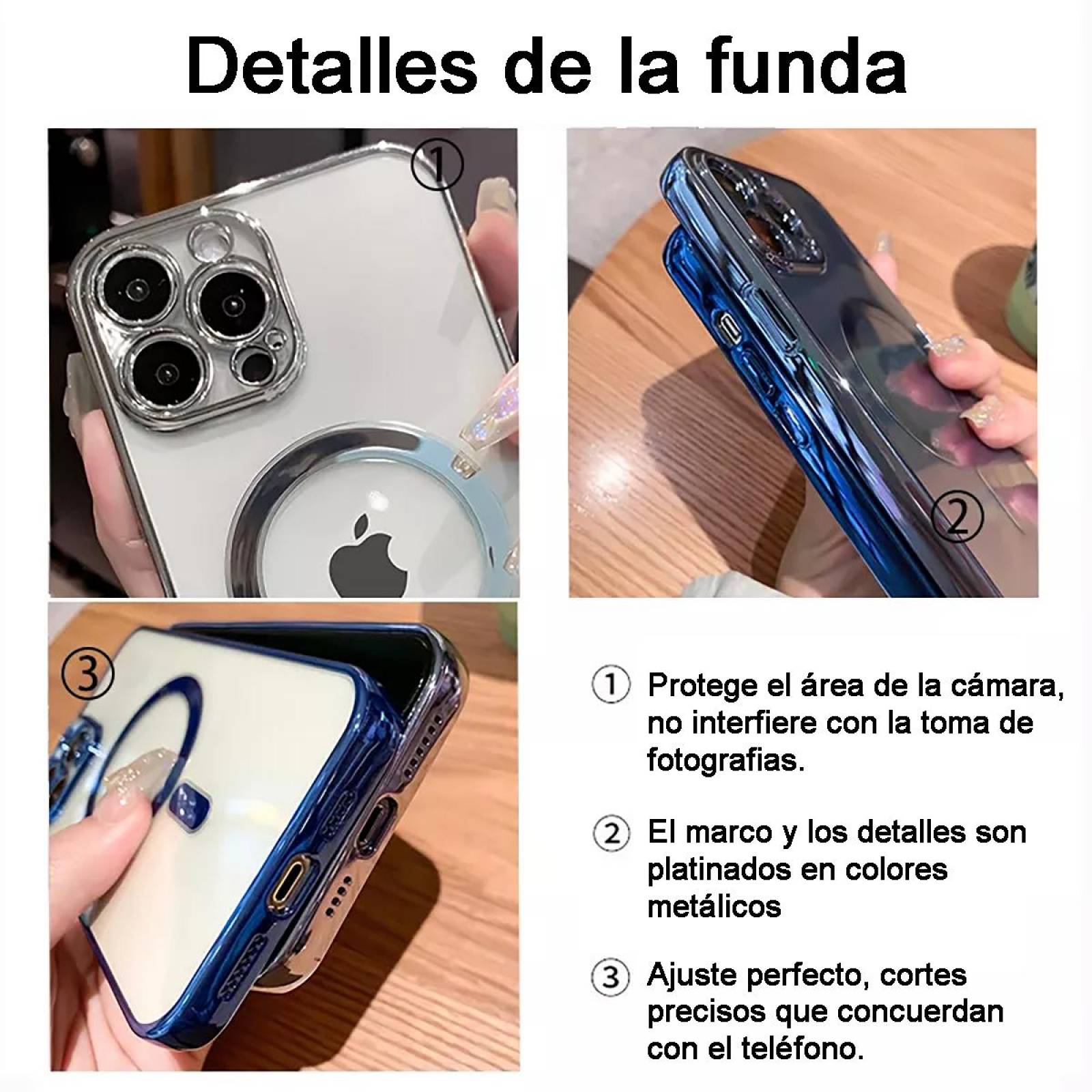 Funda MagSafe transparente y metal iPhone 13 Pro Max (morado) - Funda -movil.es