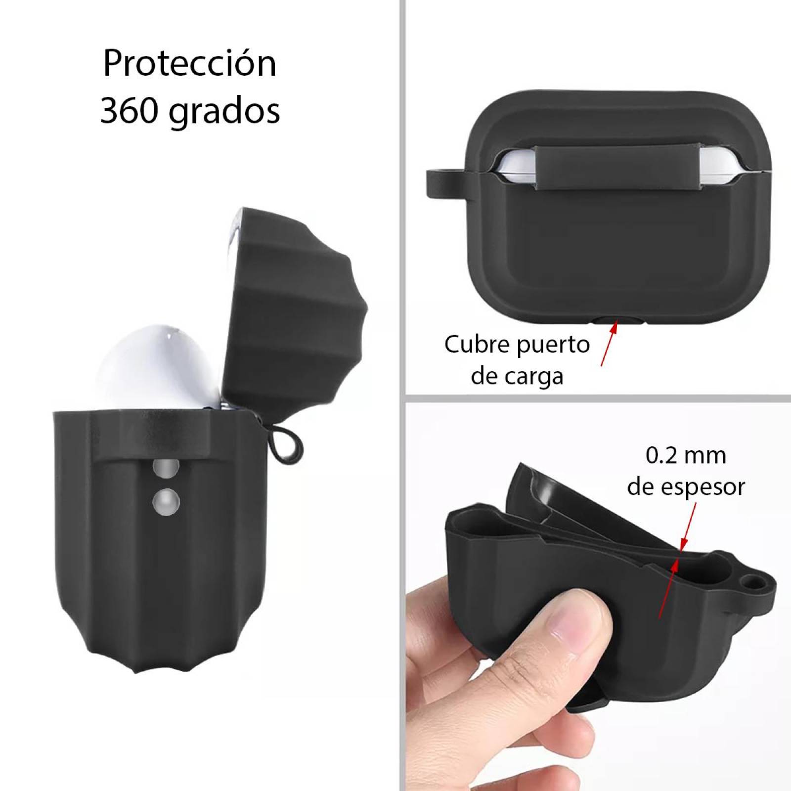 Funda para Airpods Pro 2 Generación y Pluma Limpiadora Negro
