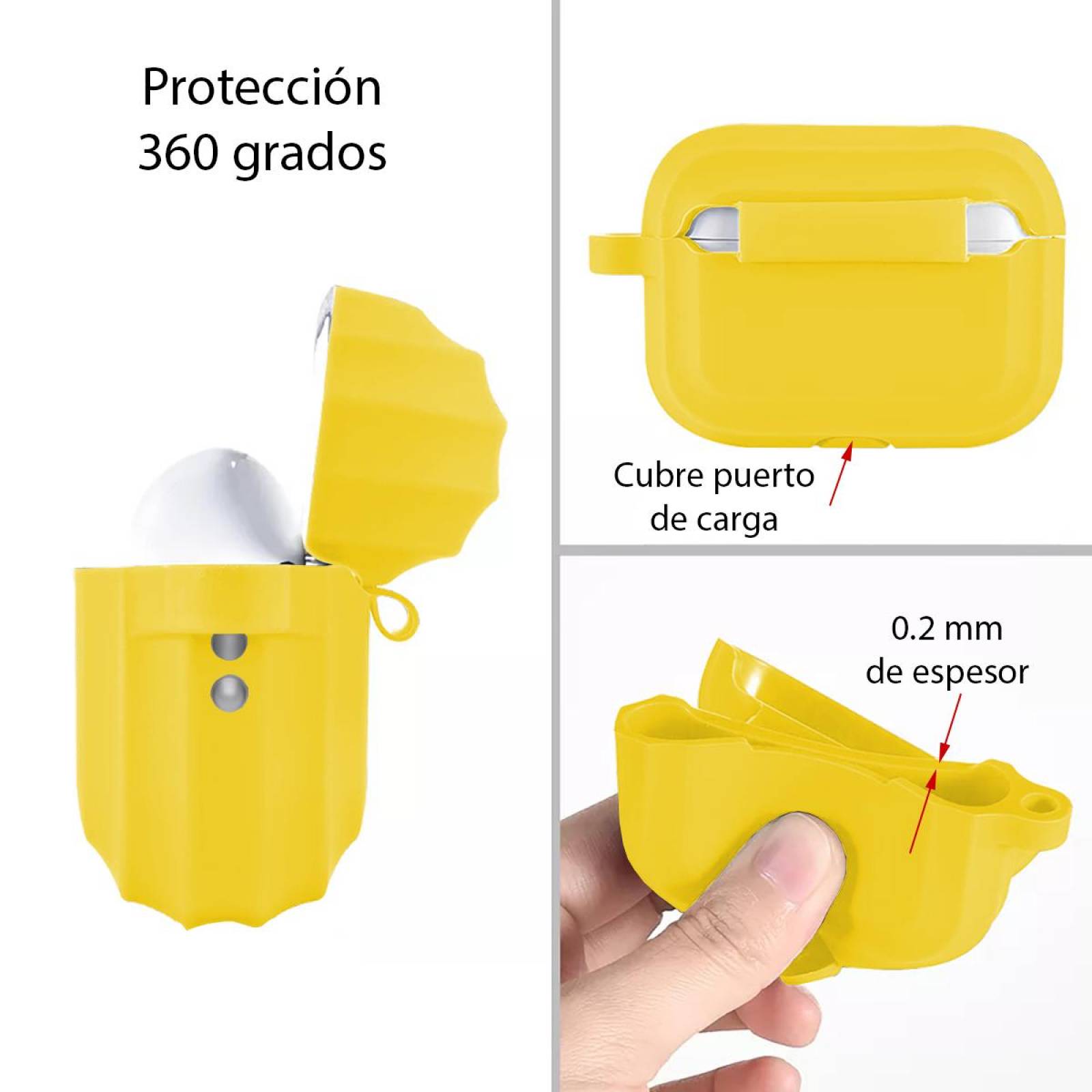 Funda para Airpods Pro 2 Generación y Pluma Limpiadora Amarillo