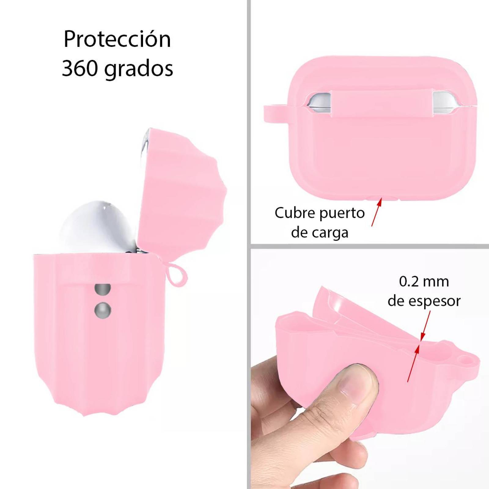 Funda para Airpods Pro 2 Generación y Pluma Limpiadora Rosa