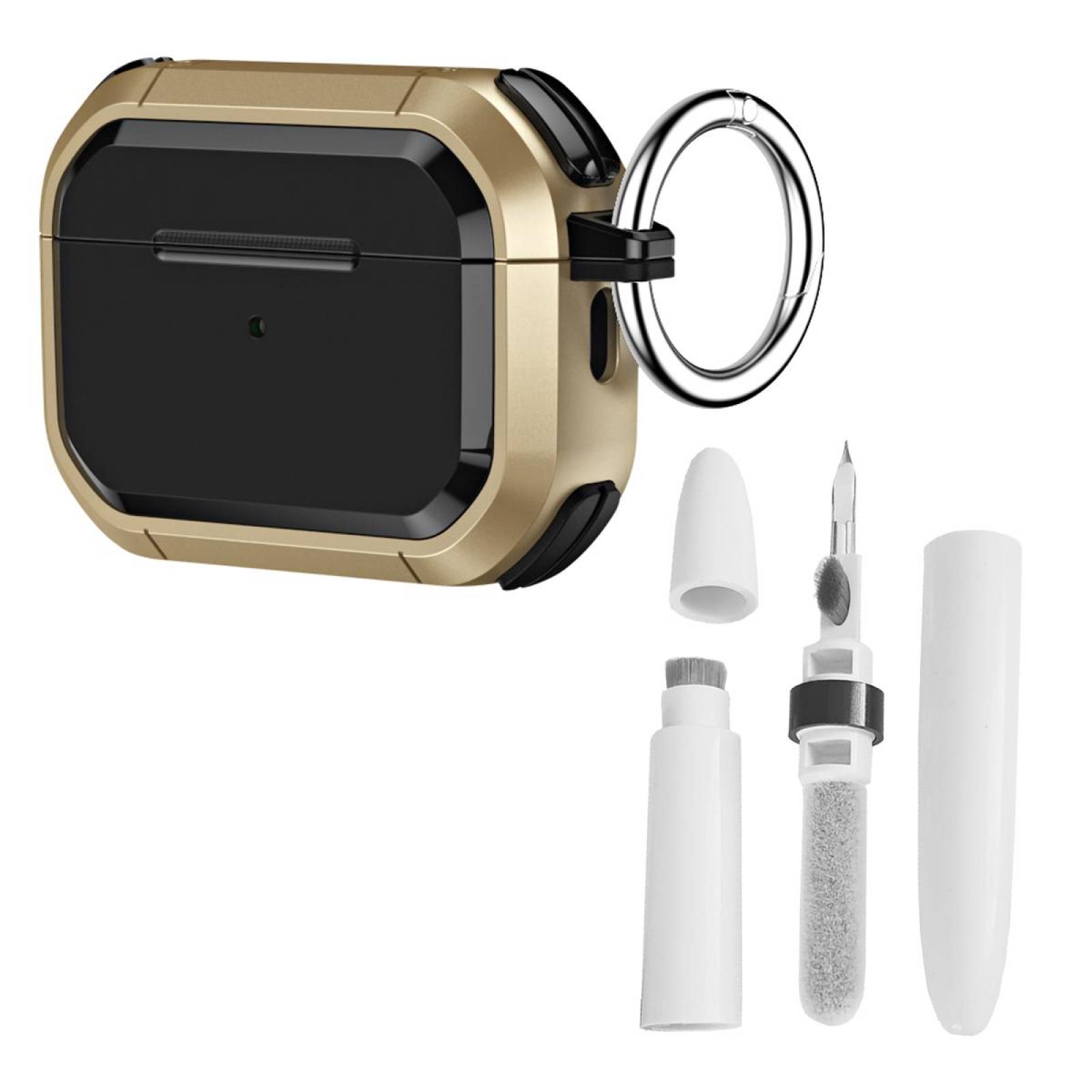 Funda Uso Rudo para Airpods Pro 2a Gen. y pluma limpiadora Dorado